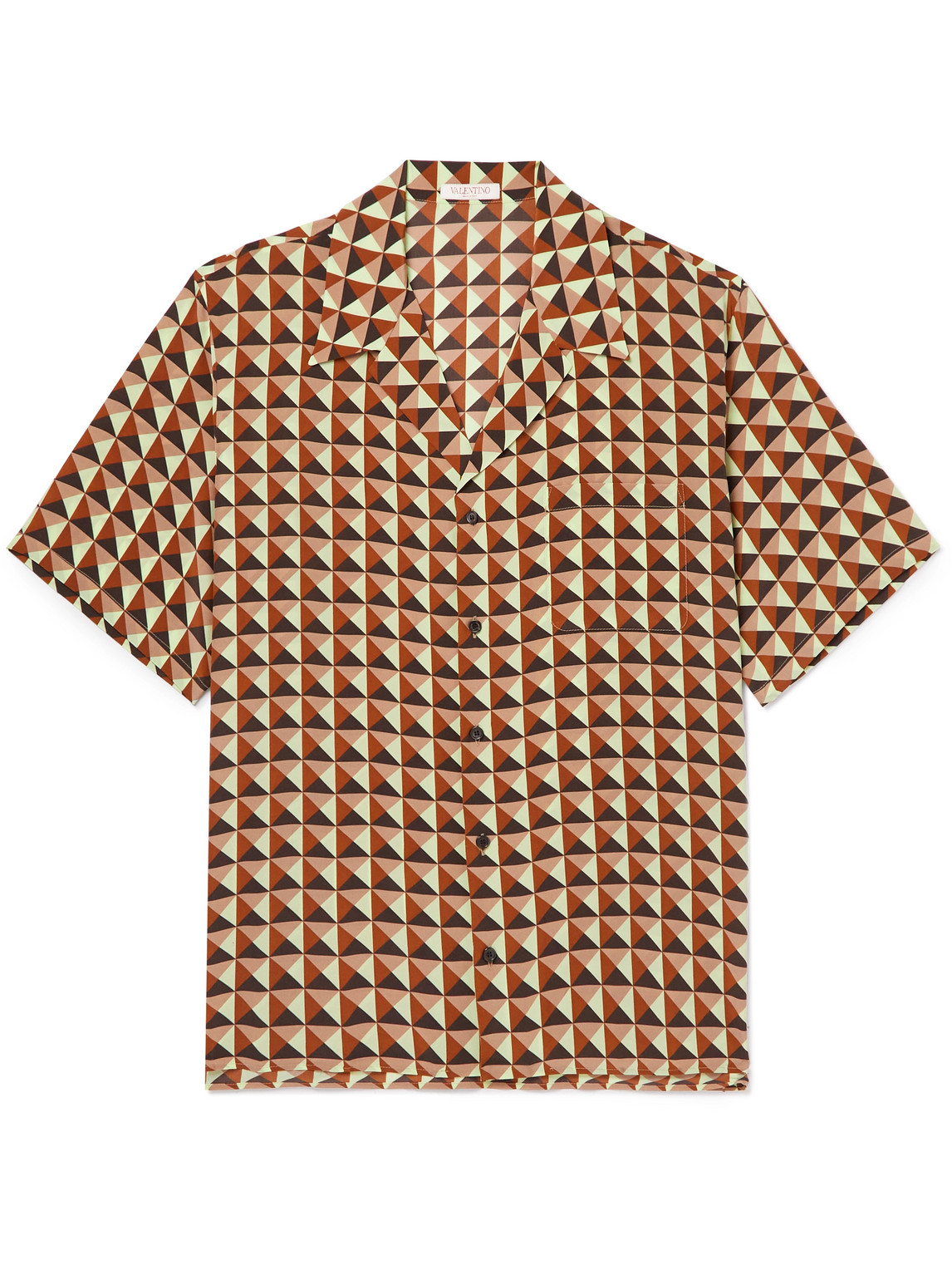 Valentino Camp-Collar Printed Silk-Satin Shirt