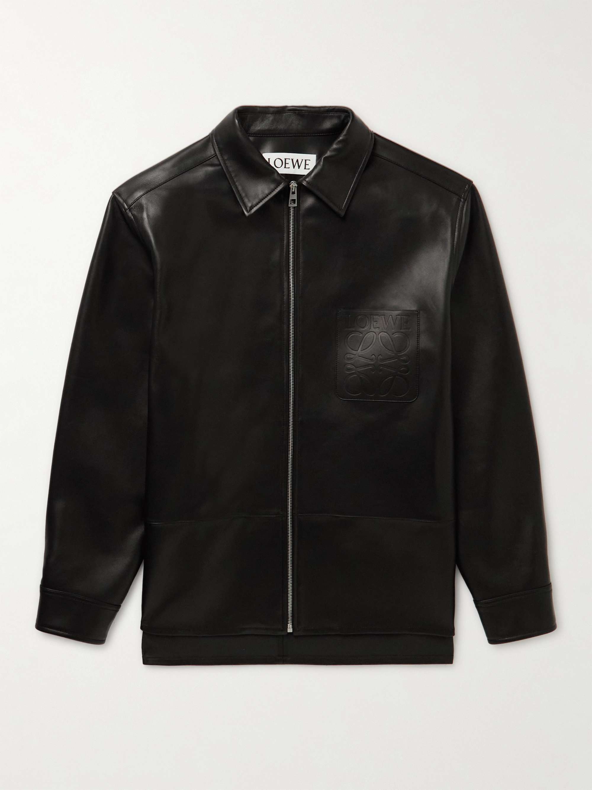 LOEWE Logo-Debossed Leather Jacket