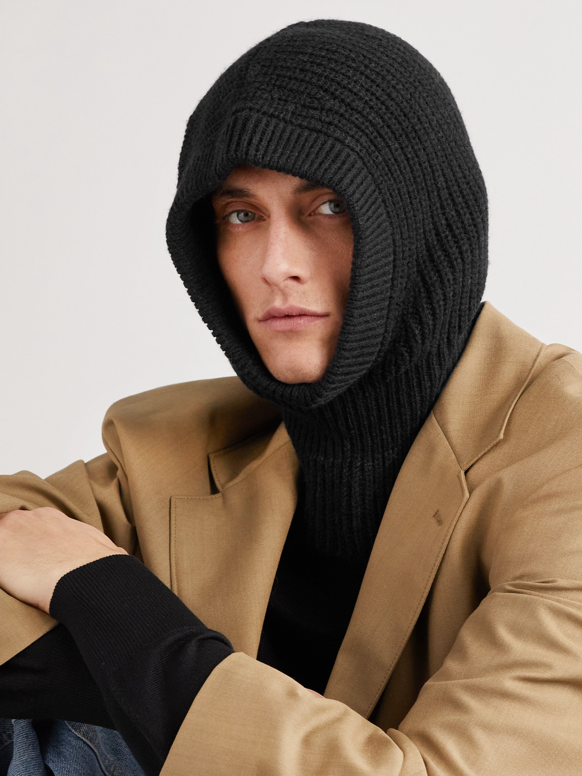 Lemaire Chunky-knit Neck Flap Balaclava In Black | ModeSens