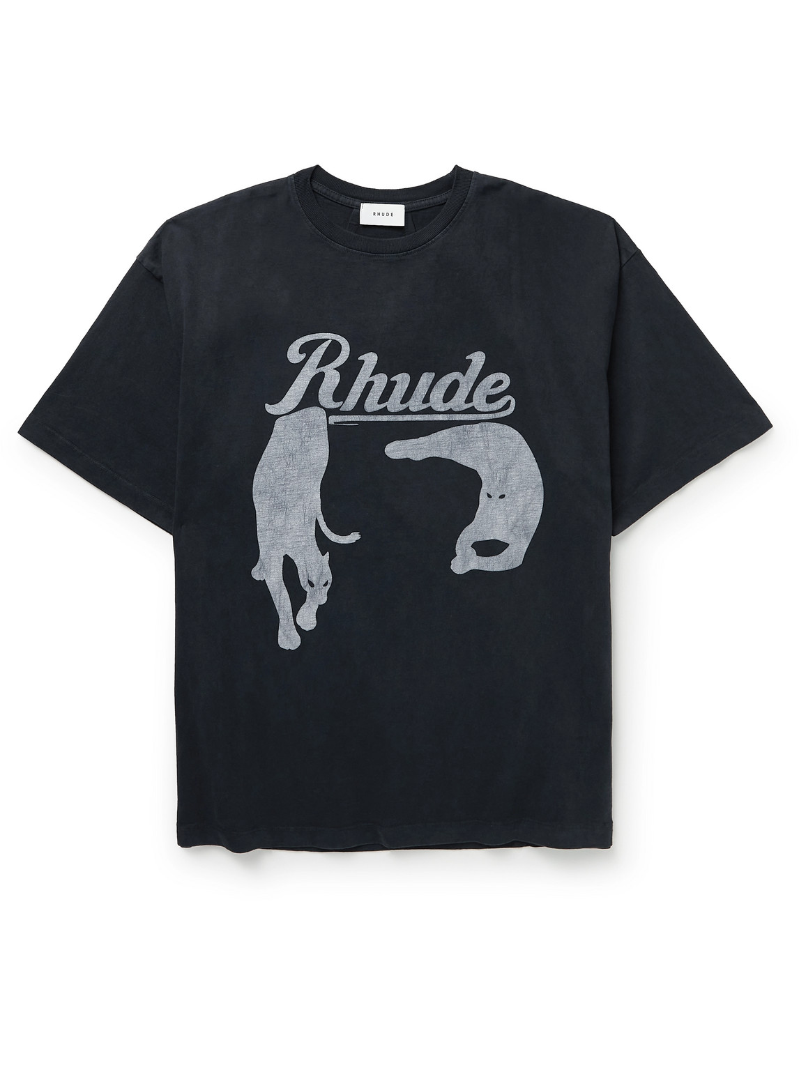 Rhude Black Cat Logo-Print Cotton-Jersey T-Shirt