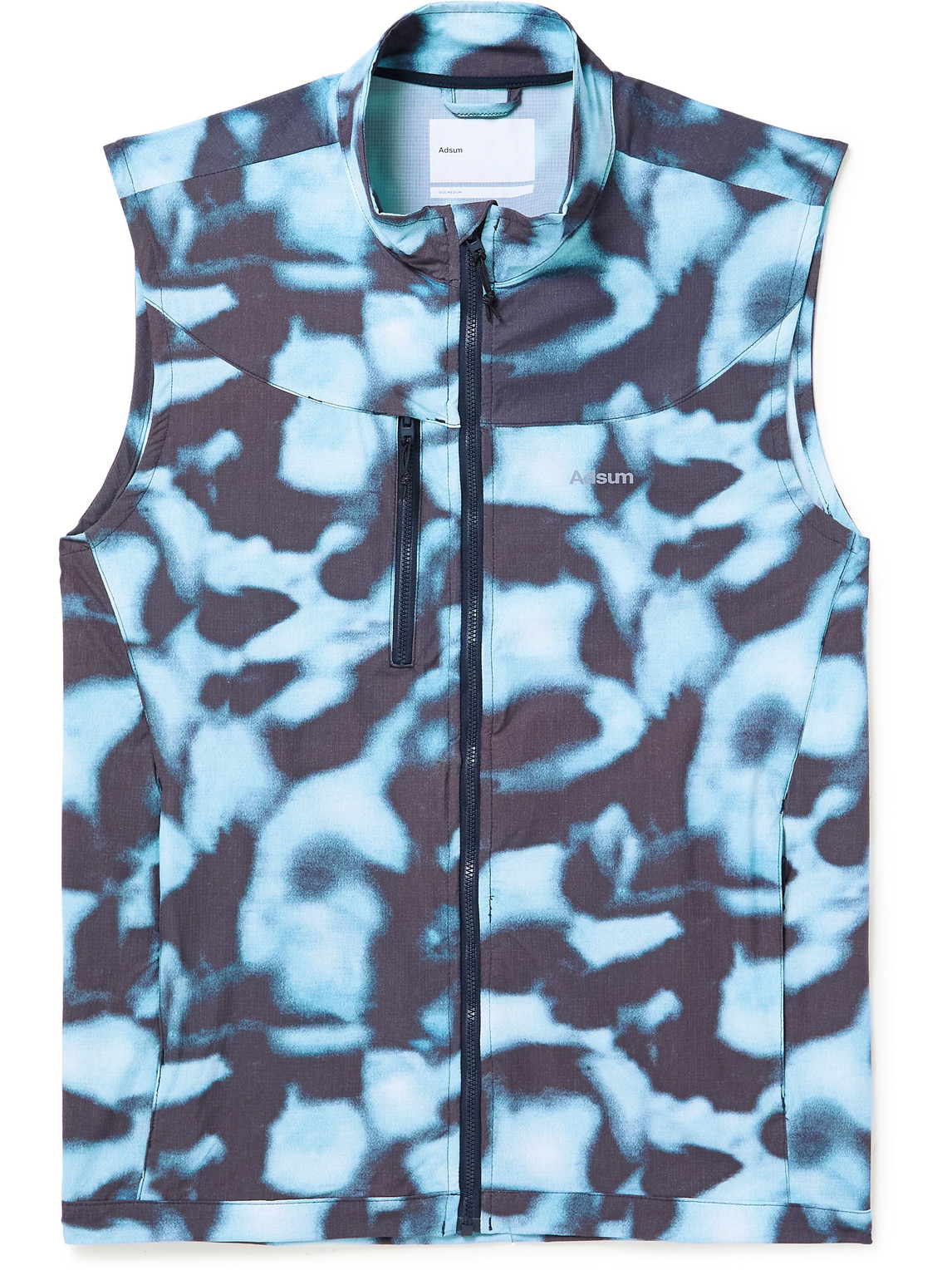 Adsum Printed Stretch-ripstop Gilet In Blue