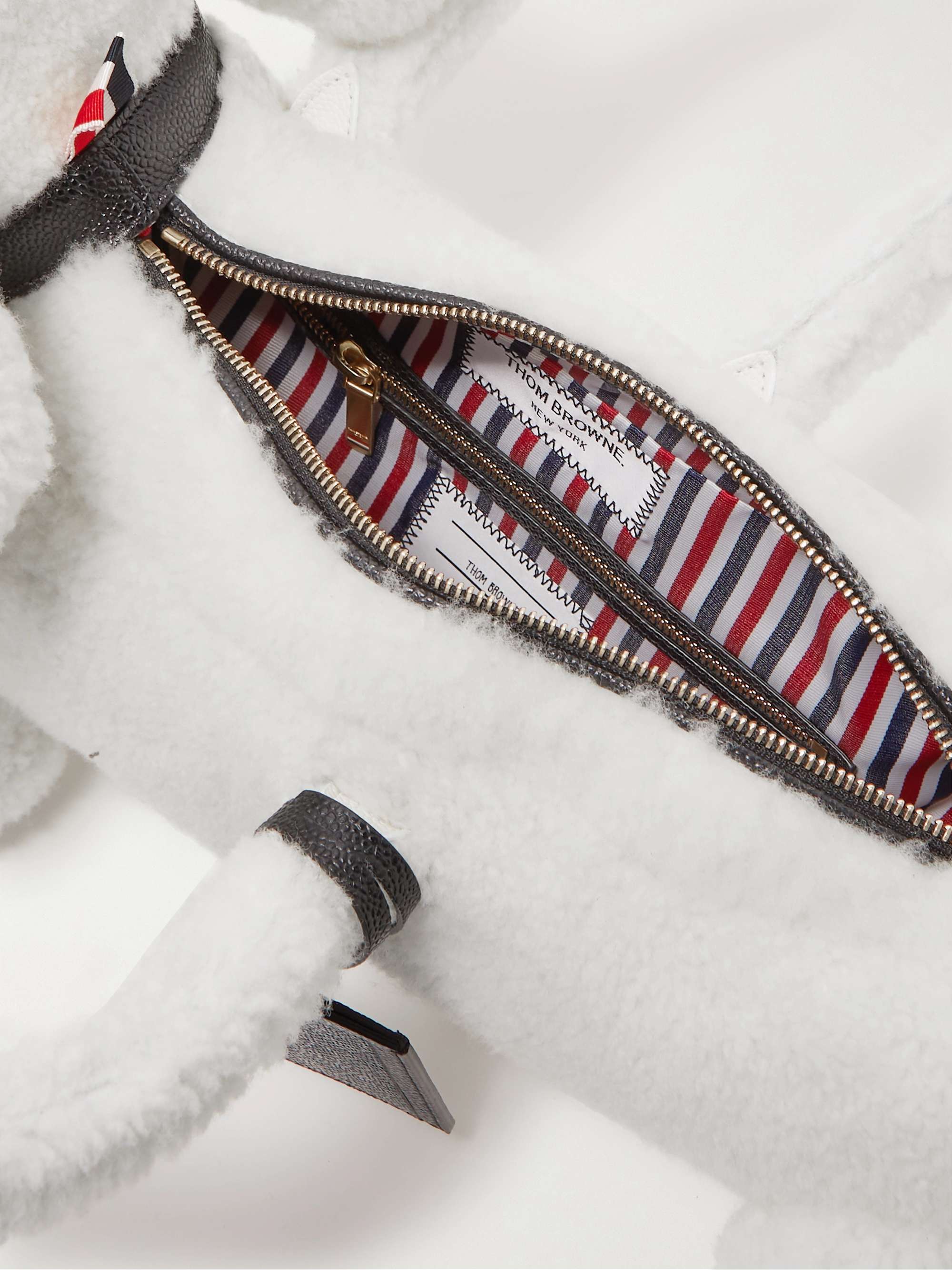 THOM BROWNE Hector Leather-Trimmed Shearling Pouch