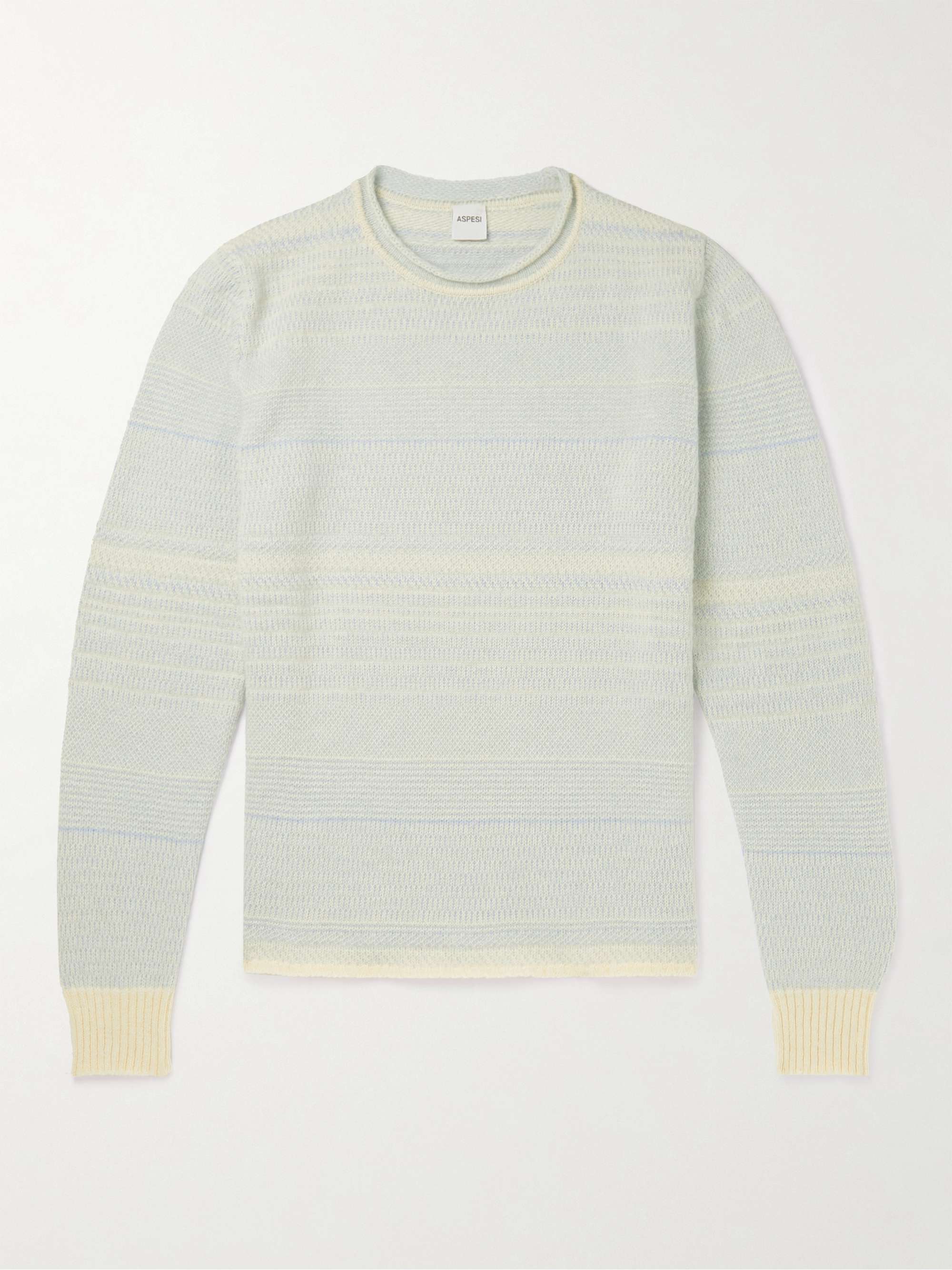 ASPESI Striped Virgin Wool-Blend Jacquard Sweater