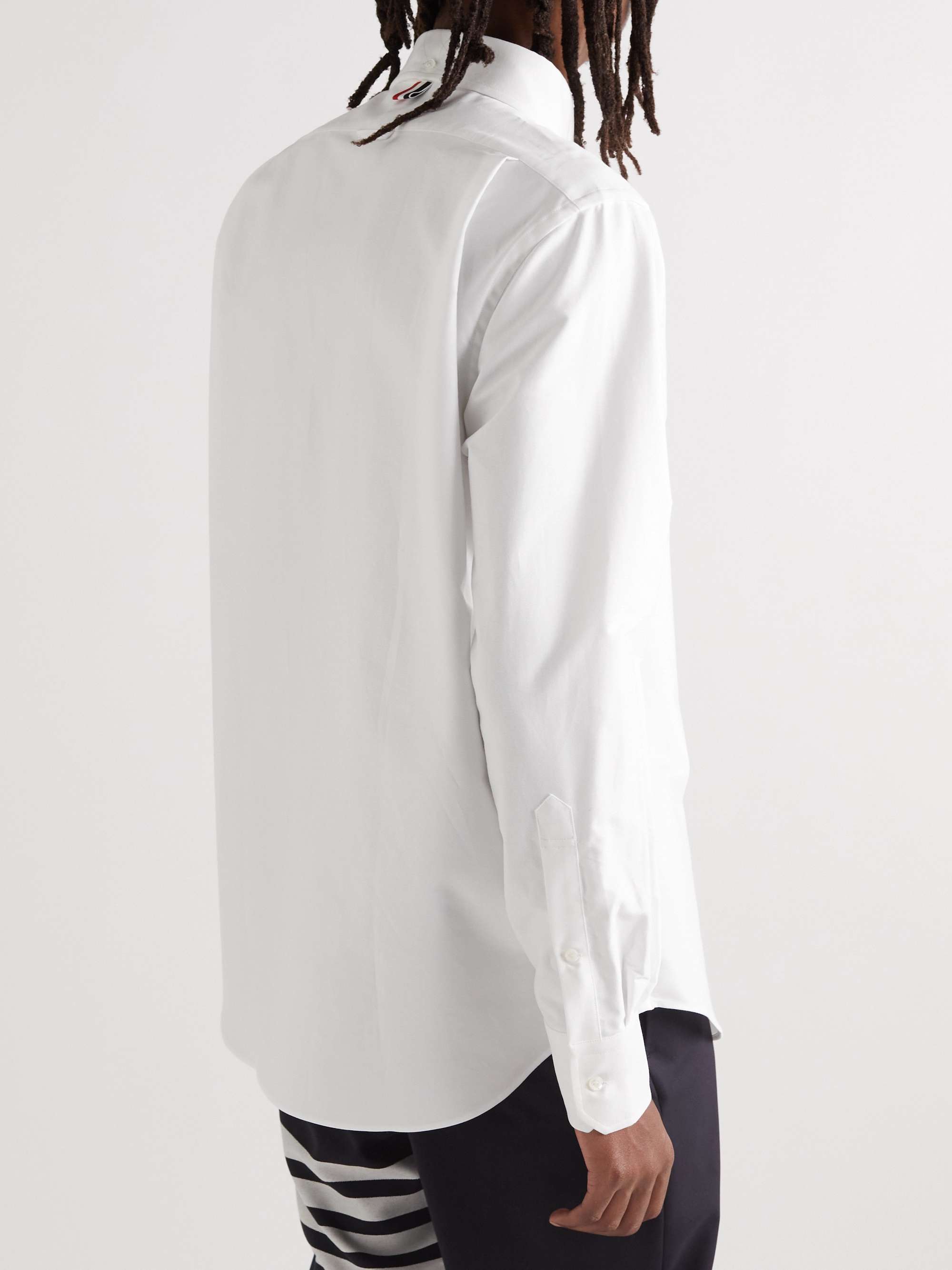 THOM BROWNE Button-Down Collar Twill-Trimmed Cotton Oxford Shirt