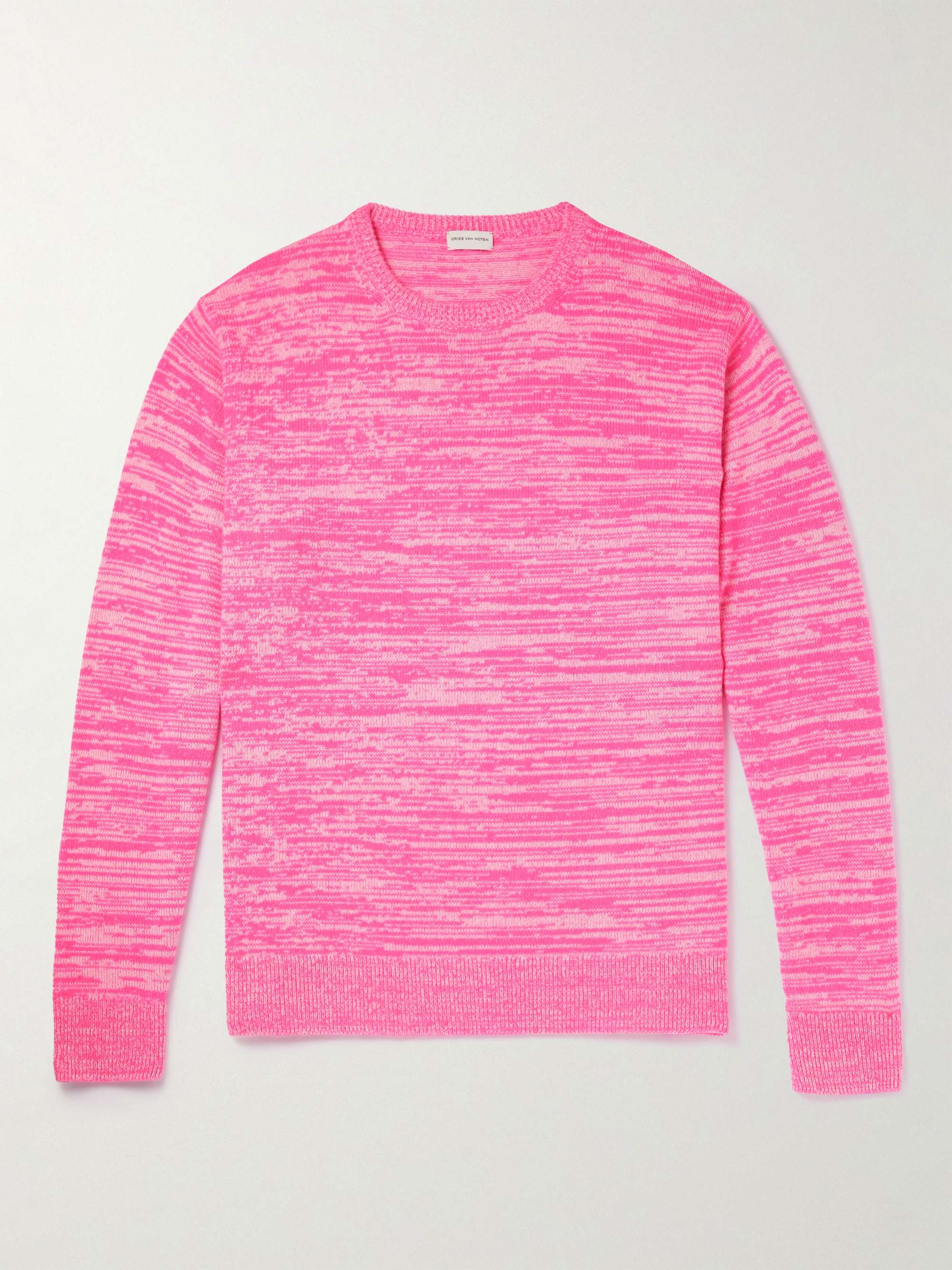 DRIES VAN NOTEN Striped Intarsia-Knit Cashmere Sweater