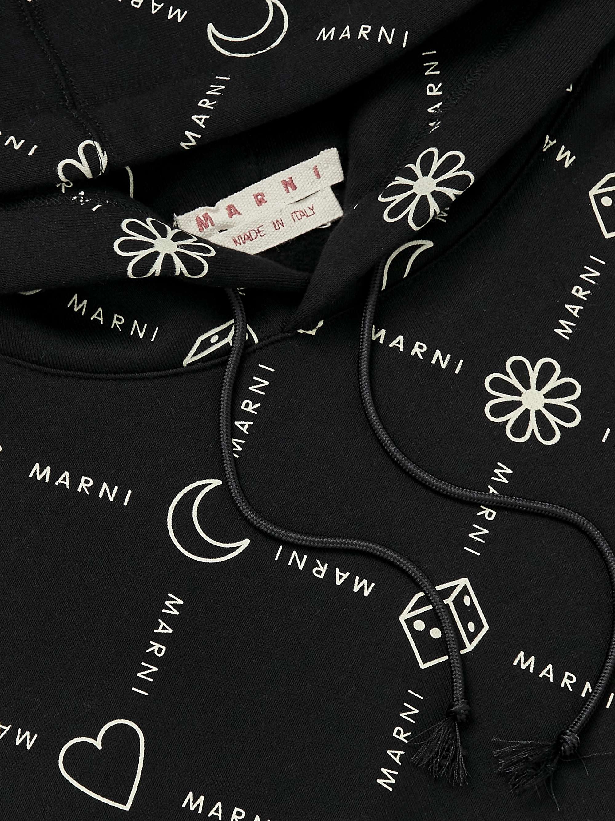 MARNI Logo-Print Cotton-Jersey Hooide