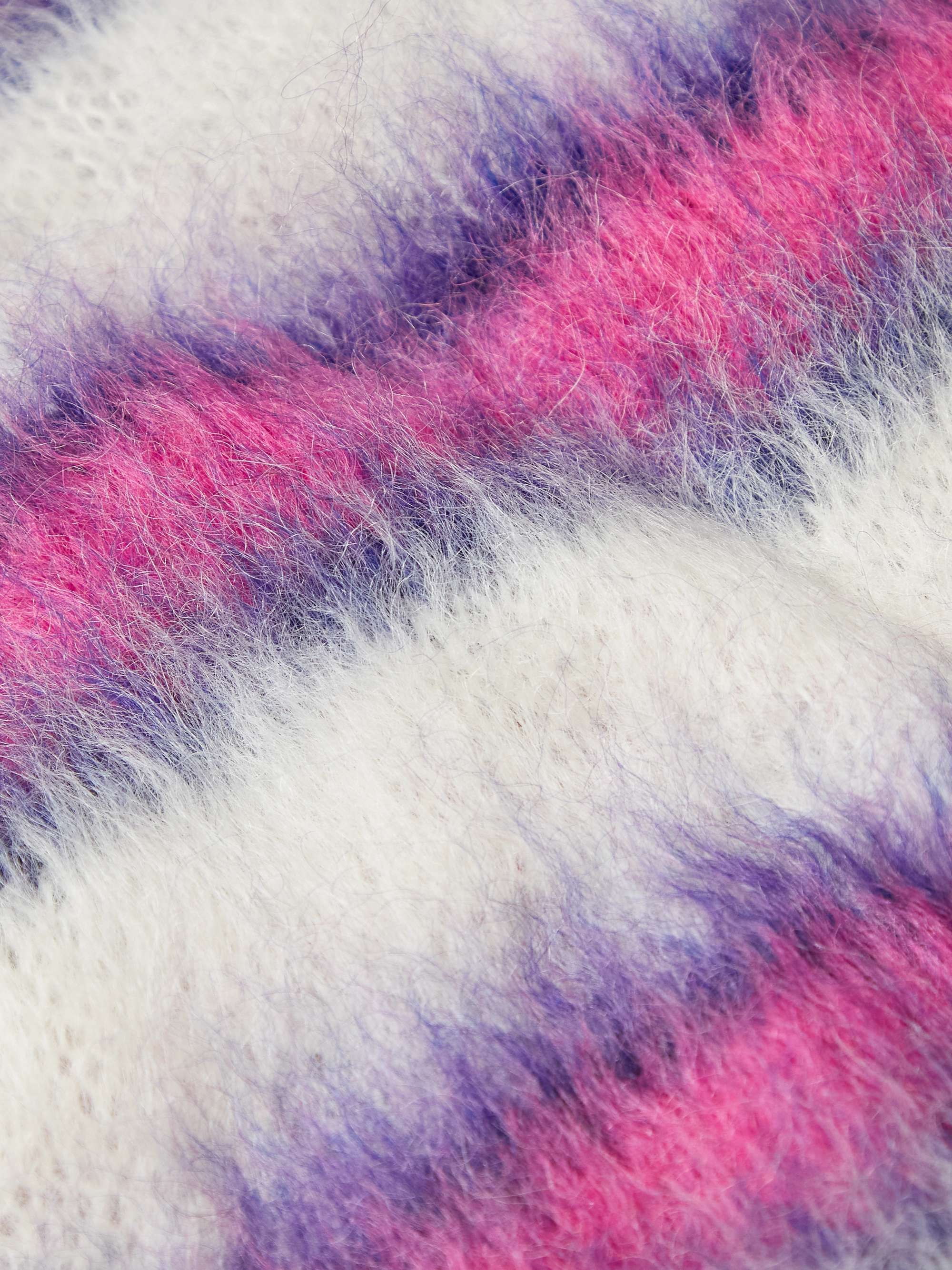MARNI Fringed Striped Mohair-Blend Scarf