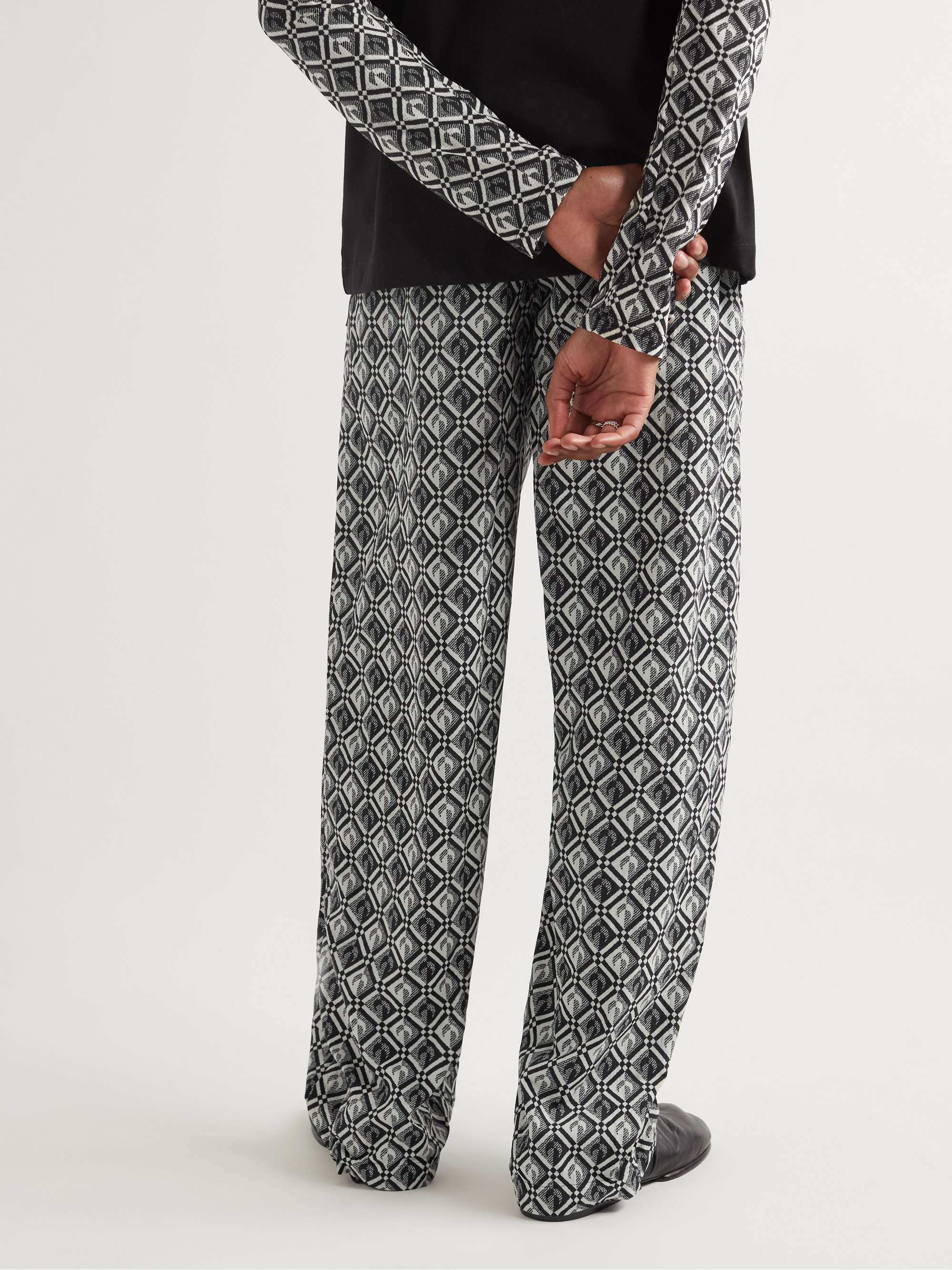 MARINE SERRE Moon Straight-Leg Printed Recycled-Moire Track Pants