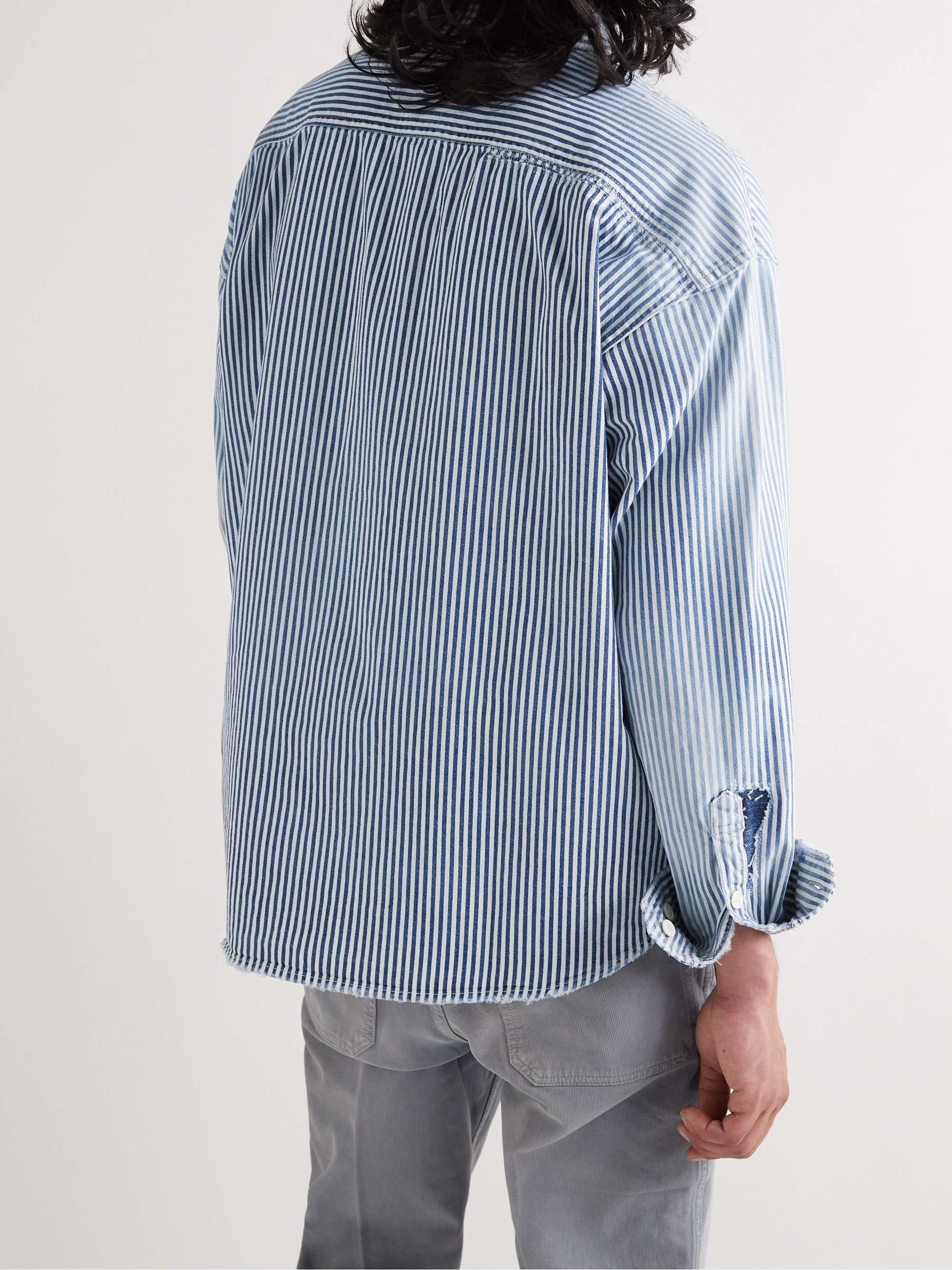 VISVIM Distressed Striped Denim Shirt