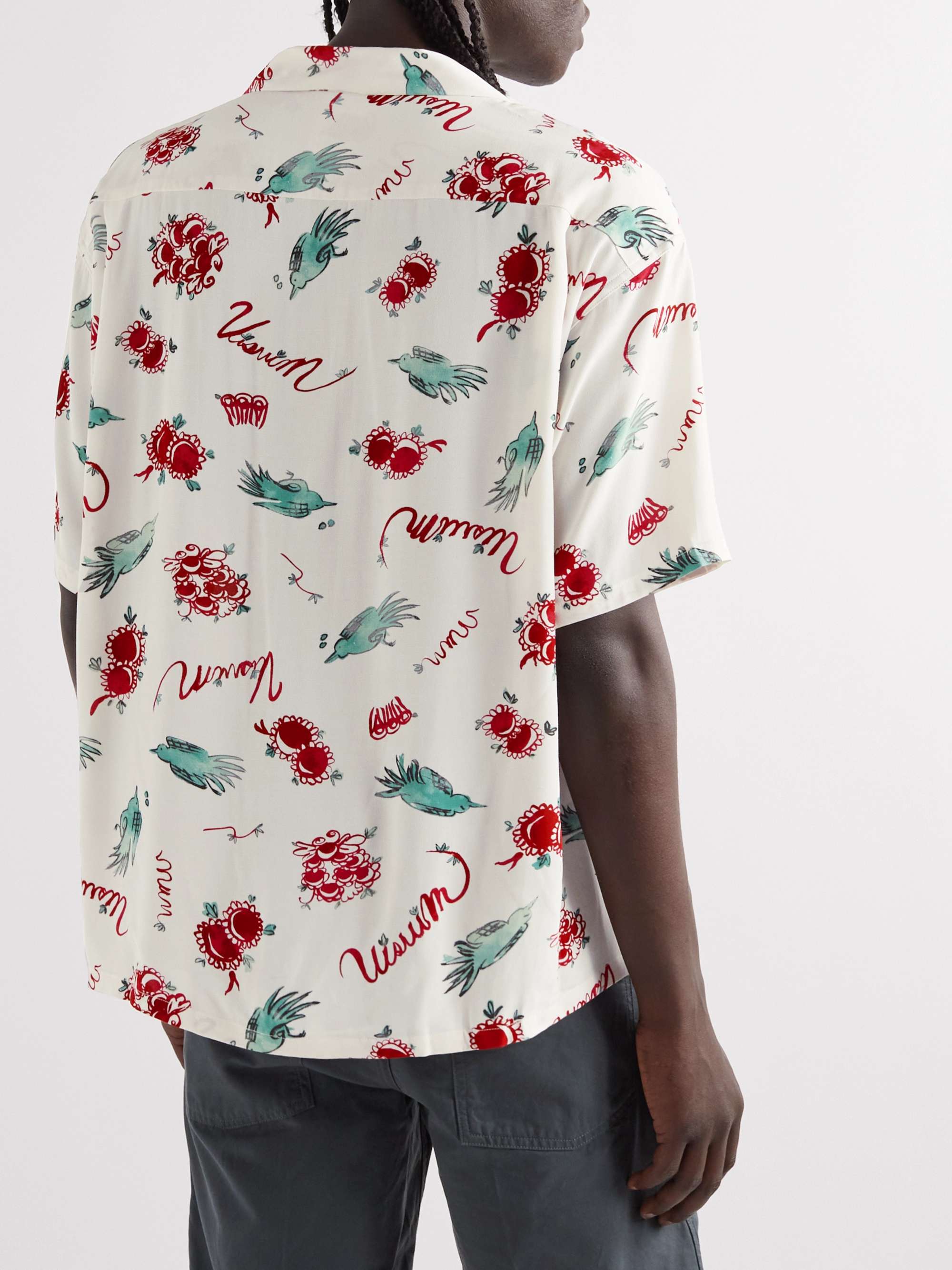VISVIM Wallis Convertible-Collar Printed Crepe Shirt
