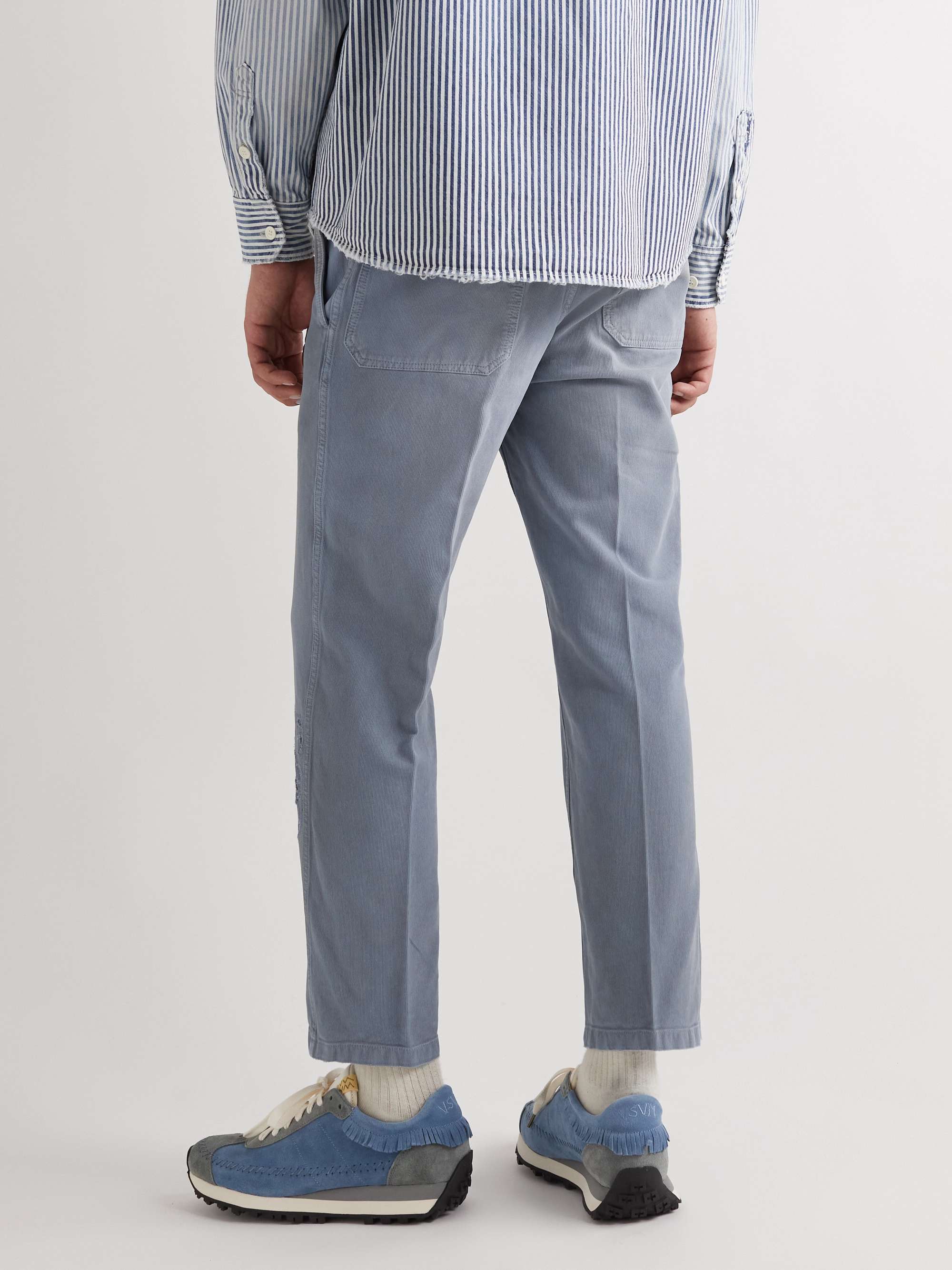 VISVIM Gifford Straight-Leg Distressed Cotton-Corduroy Trousers