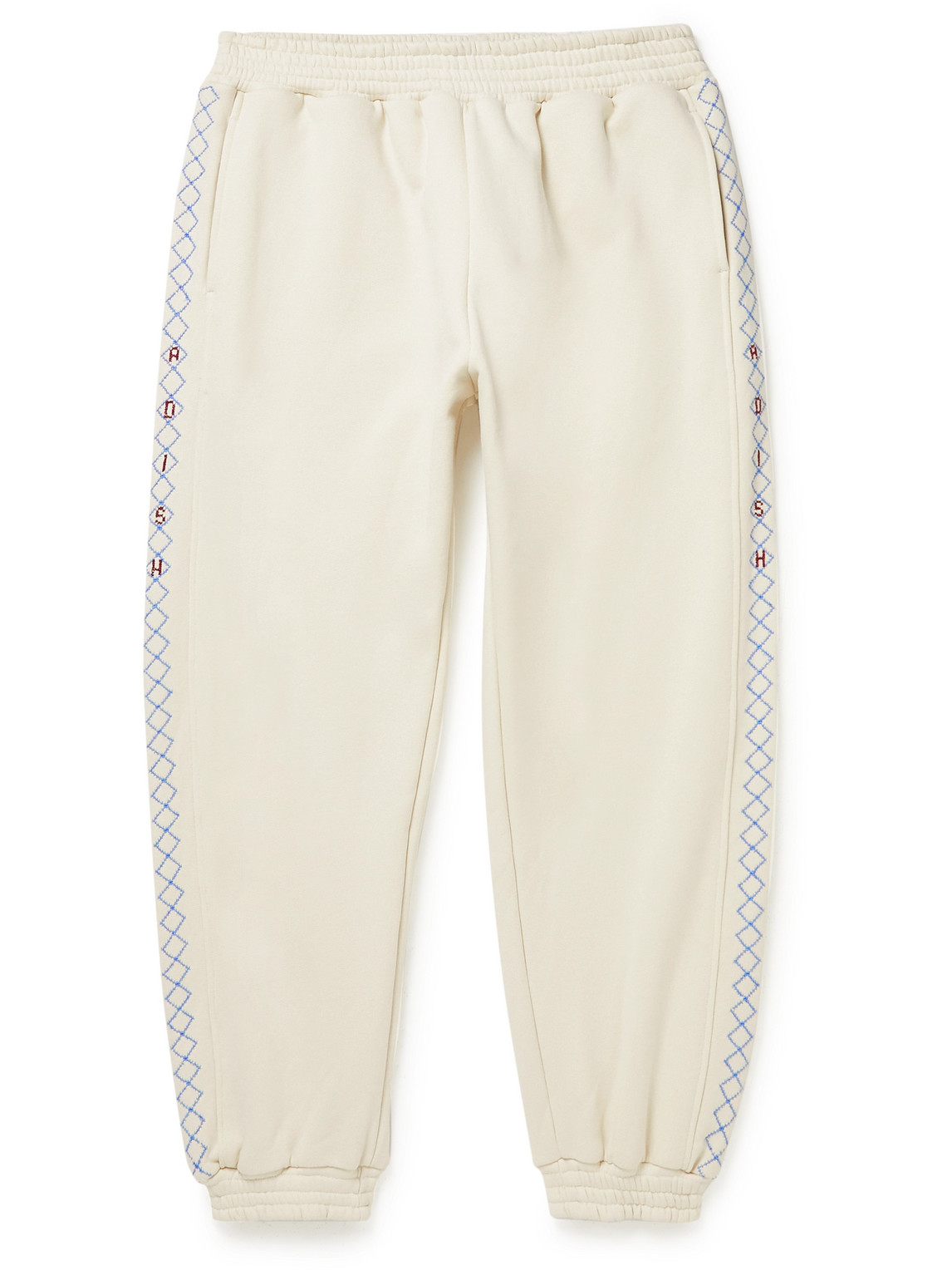 Adish Tapered Logo-embroidered Cotton-jersey Sweatpants In Neutrals