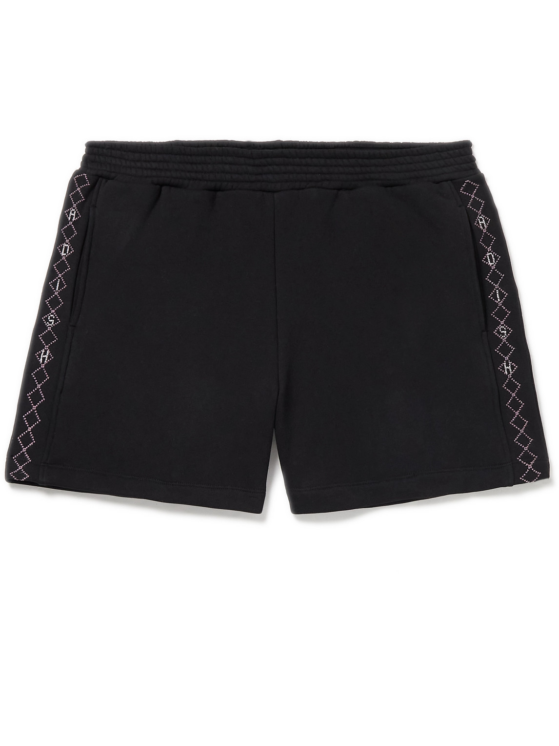 Adish Wide-leg Logo-embroidered Cotton-jersey Drawstring Shorts In Black
