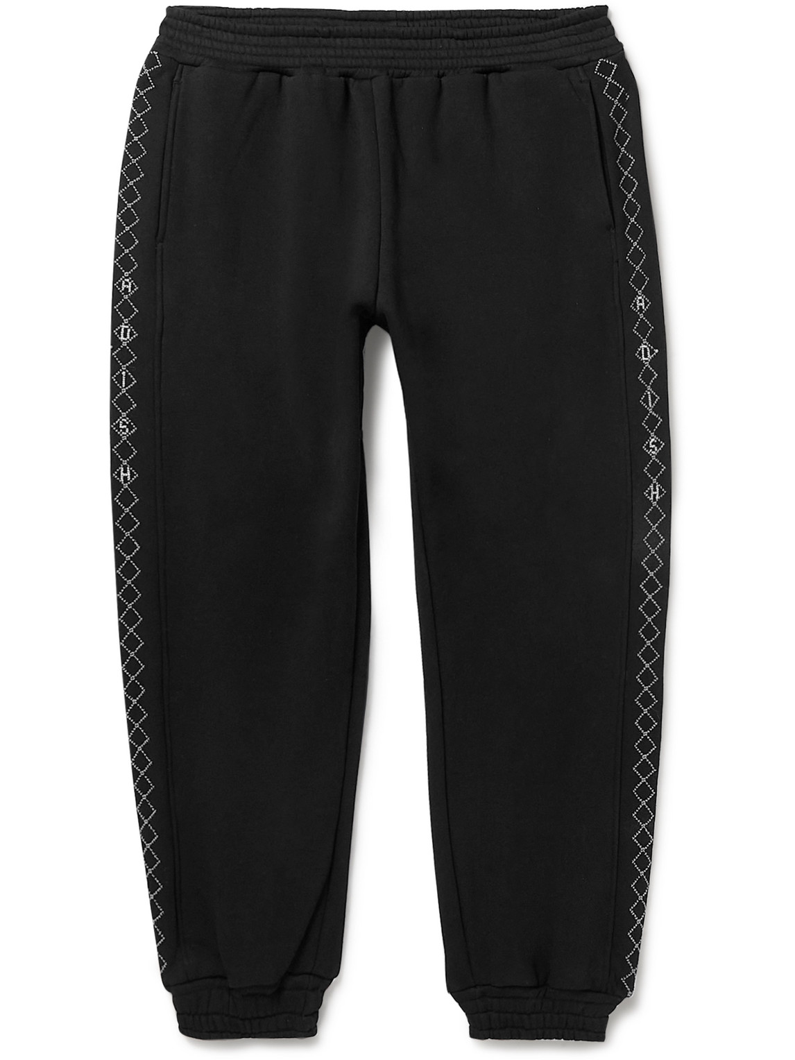 Adish Tapered Logo-embroidered Cotton-jersey Sweatpants In Black
