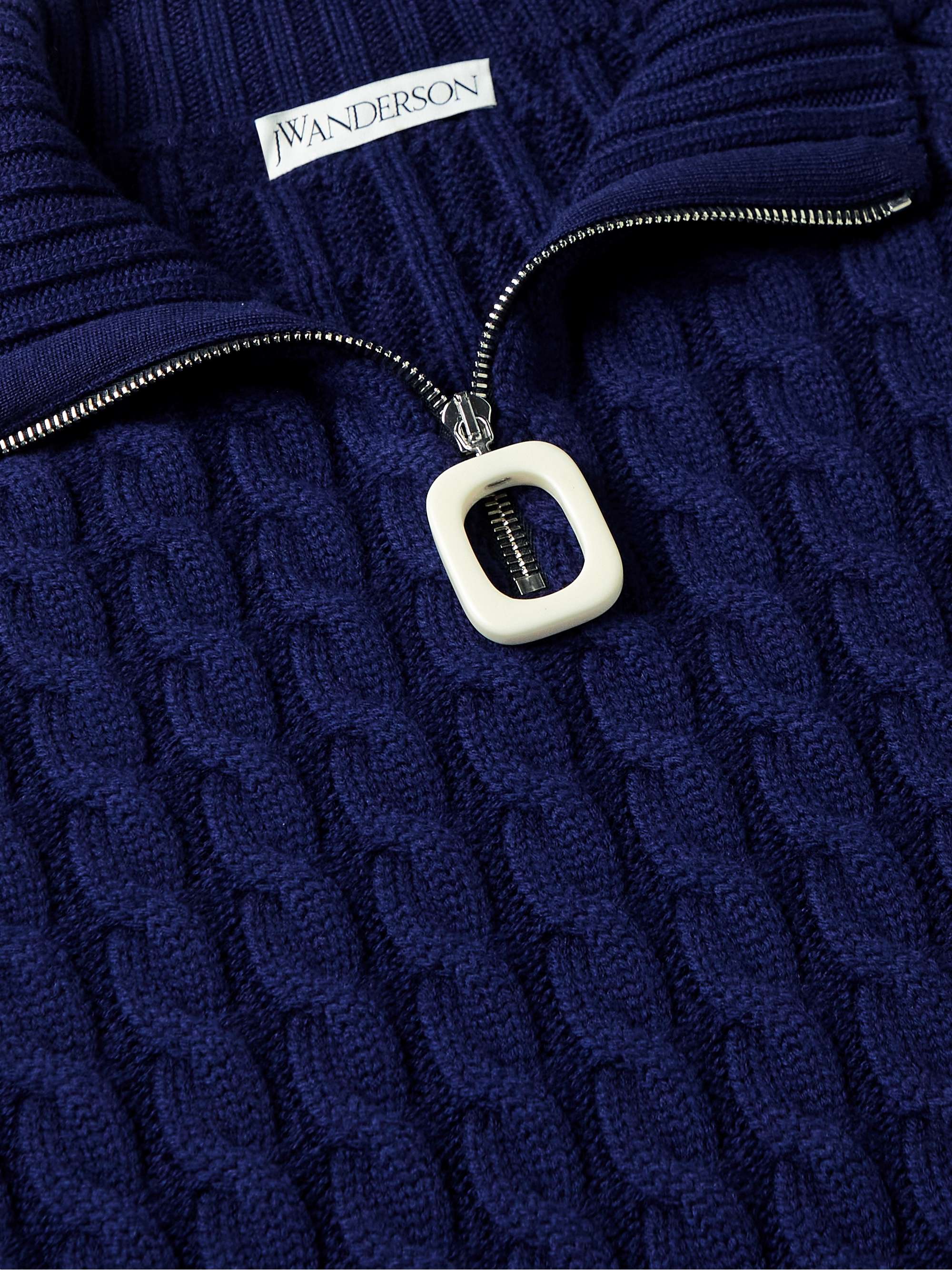 JW ANDERSON Slim-Fit Cable-Knit Merino Wool Half-Zip Sweater