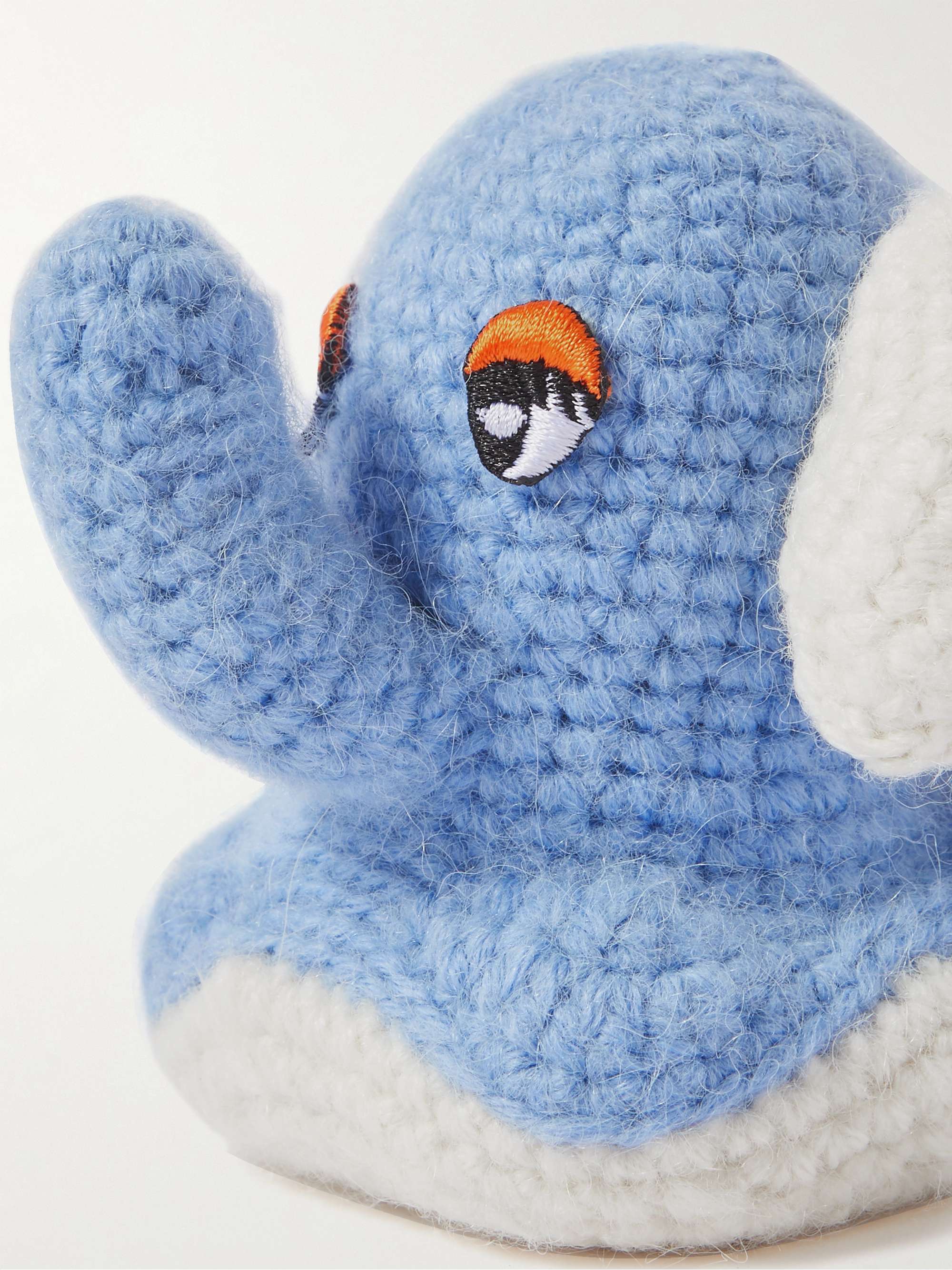 JW ANDERSON Elephant Leather-Trimmed Crocheted Wool Key Fob