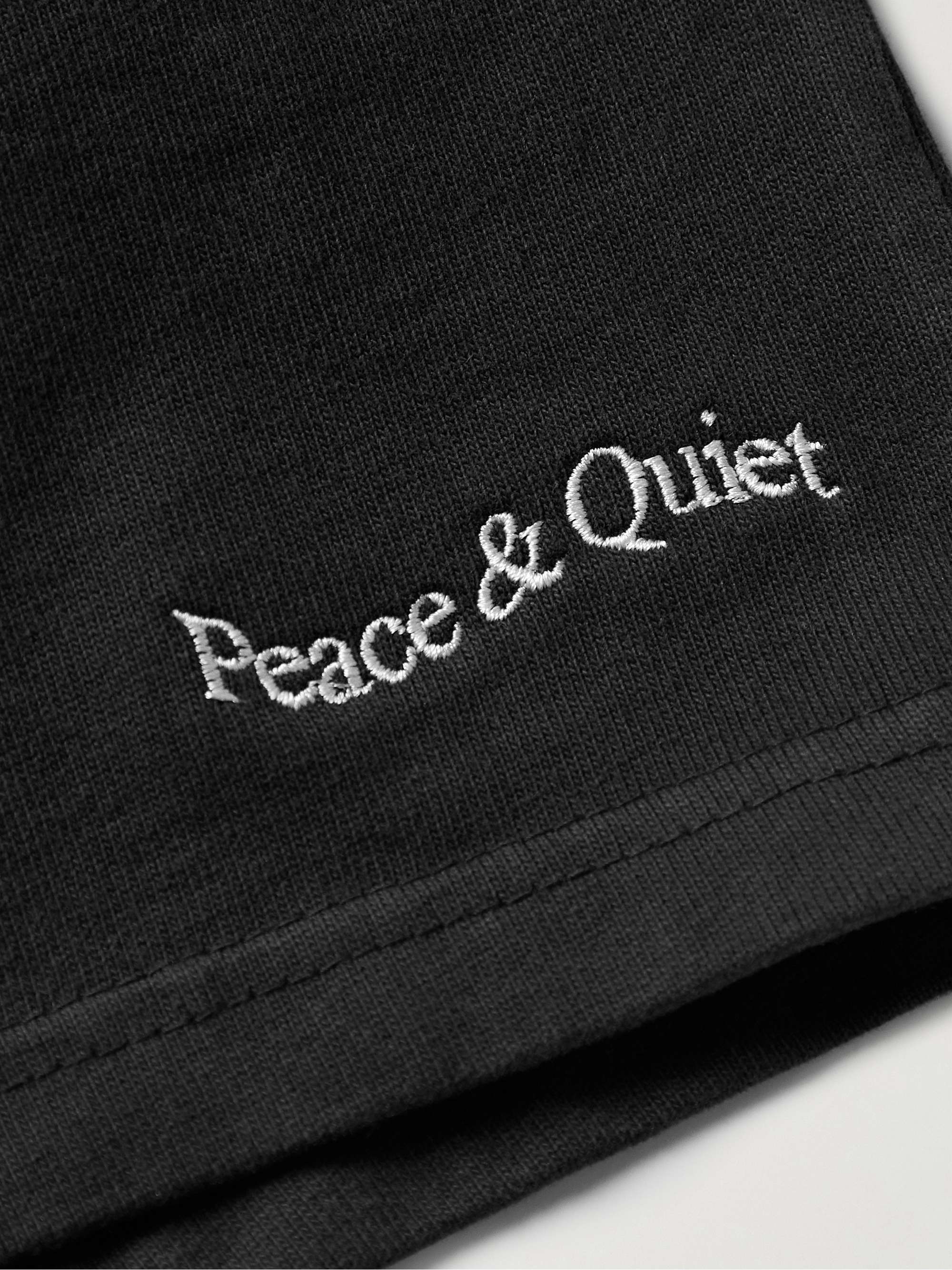 MUSEUM OF PEACE & QUIET Wordmark Straight-Leg Logo-Embroidered Cotton-Jersey Shorts