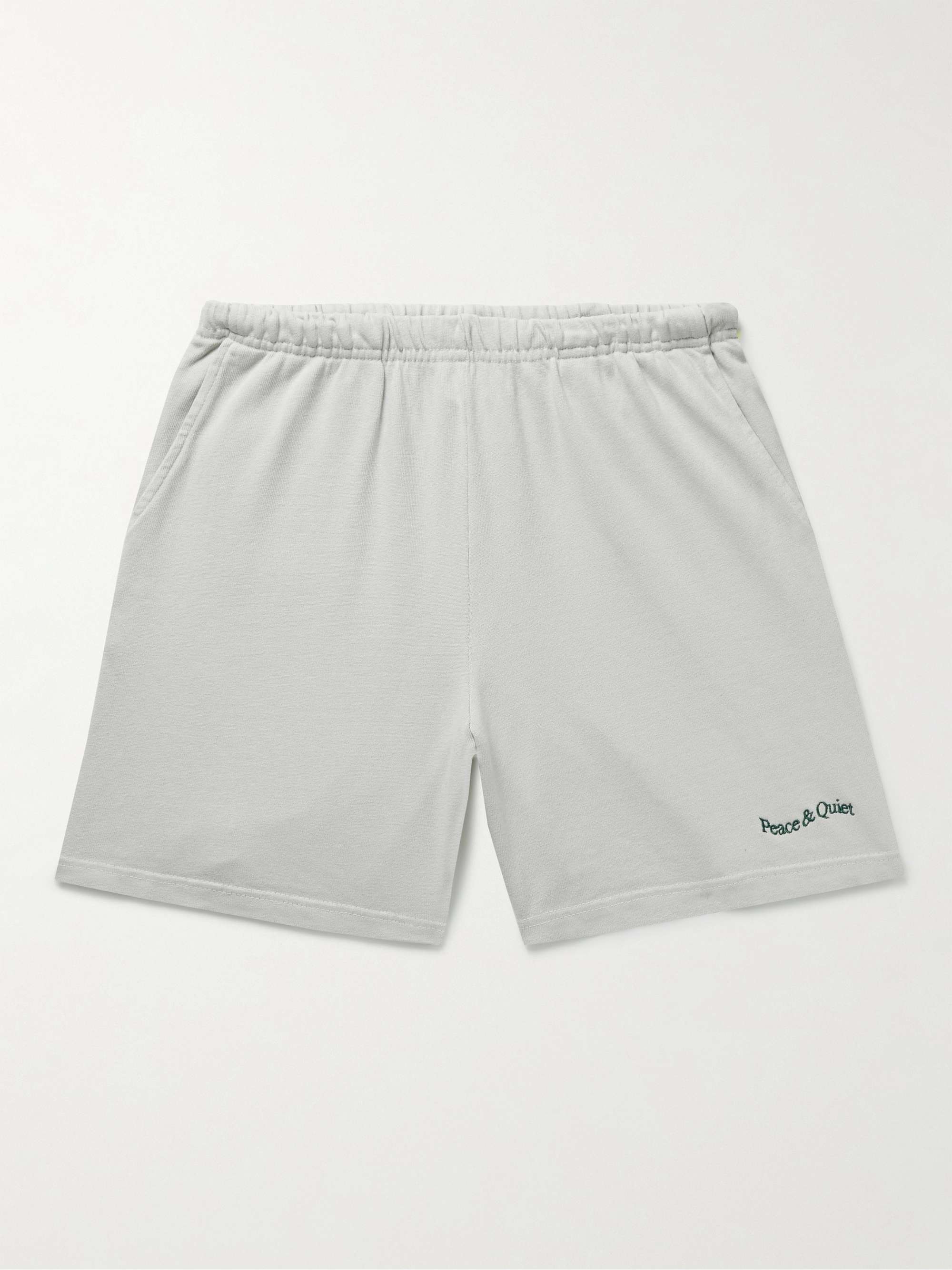 MUSEUM OF PEACE & QUIET Wordmark Straight-Leg Logo-Embroidered Cotton-Jersey Shorts