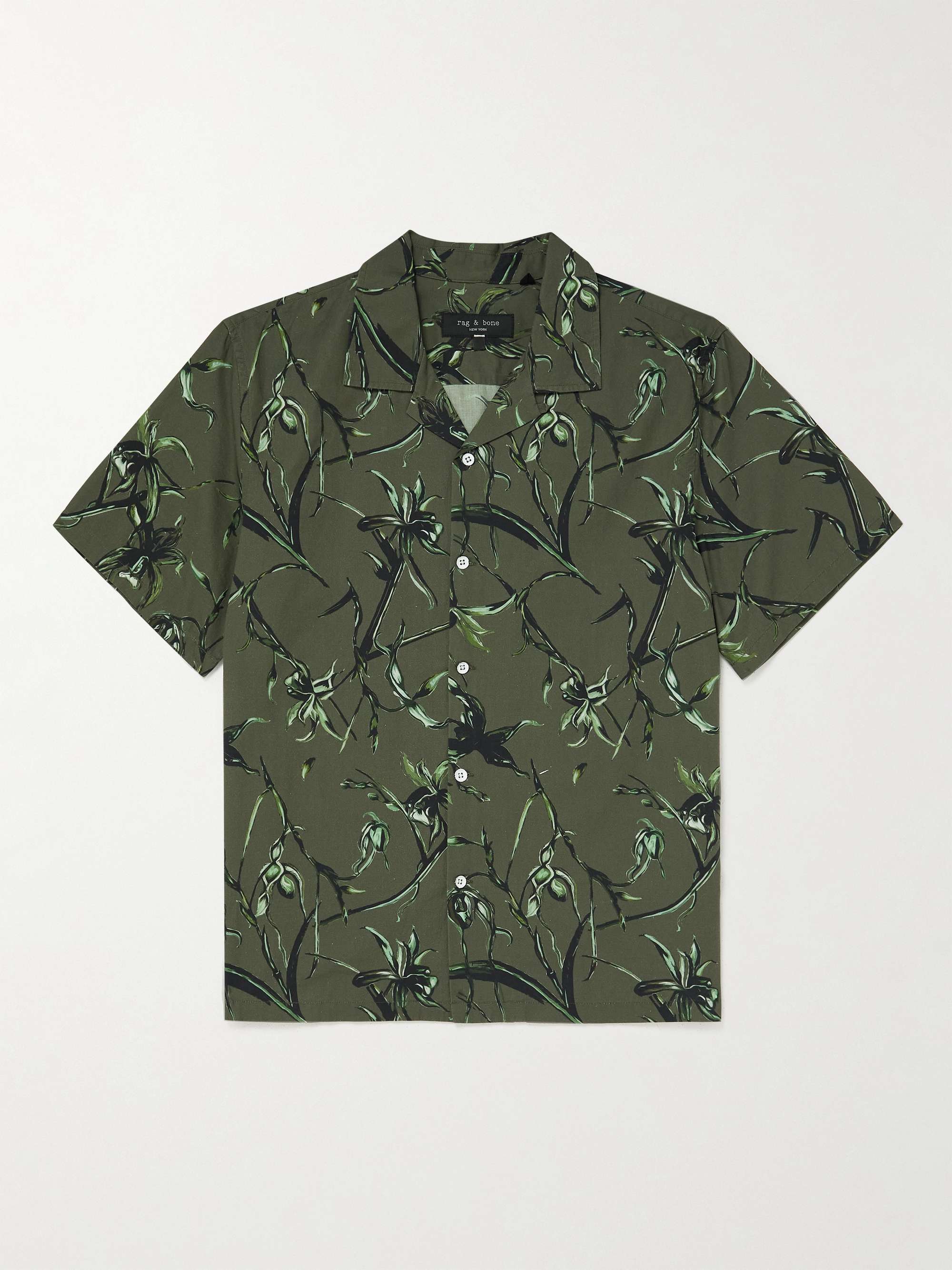 RAG & BONE Avery Convertible-Collar Printed Cotton Shirt