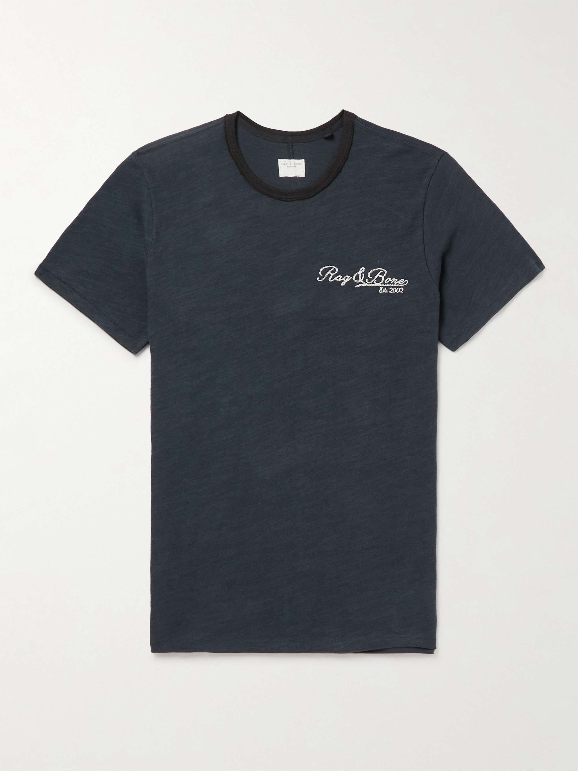 RAG & BONE Varsity Flame Logo-Embroidered Cotton-Jersey T-Shirt