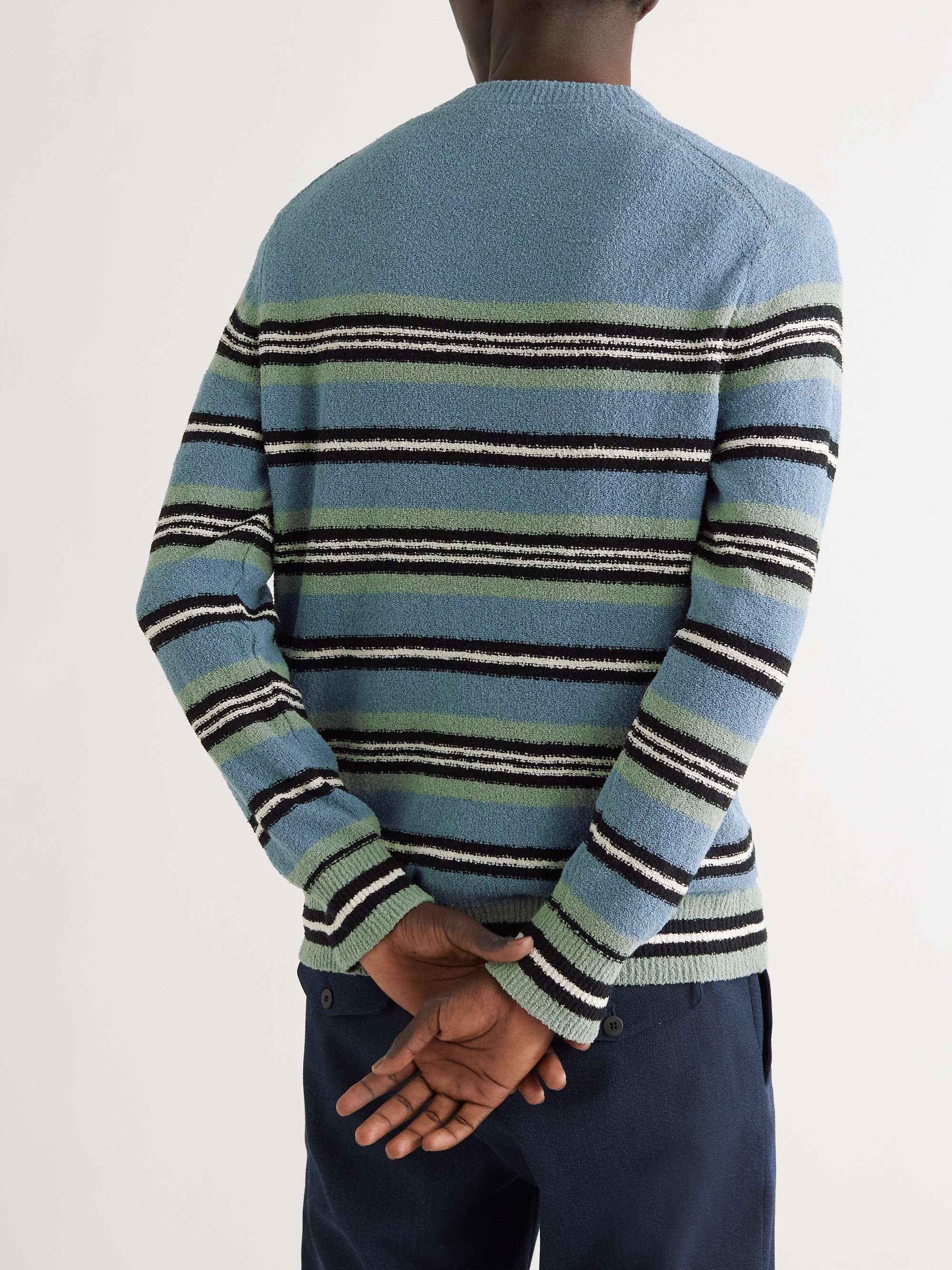 CLUB MONACO Striped Cotton-Blend Bouclé Sweater