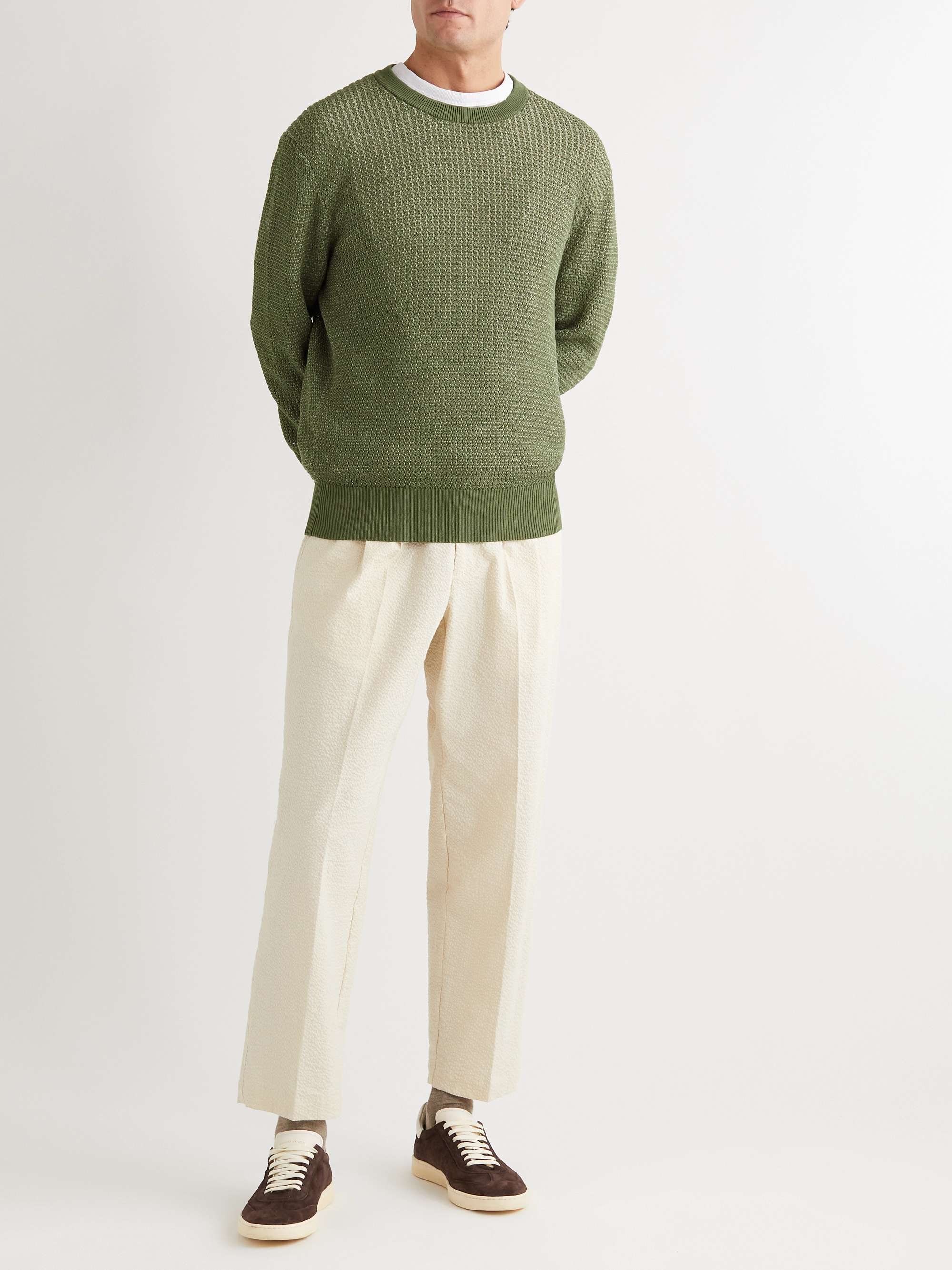 CLUB MONACO Sunset Open-Knit Cotton-Blend Sweater