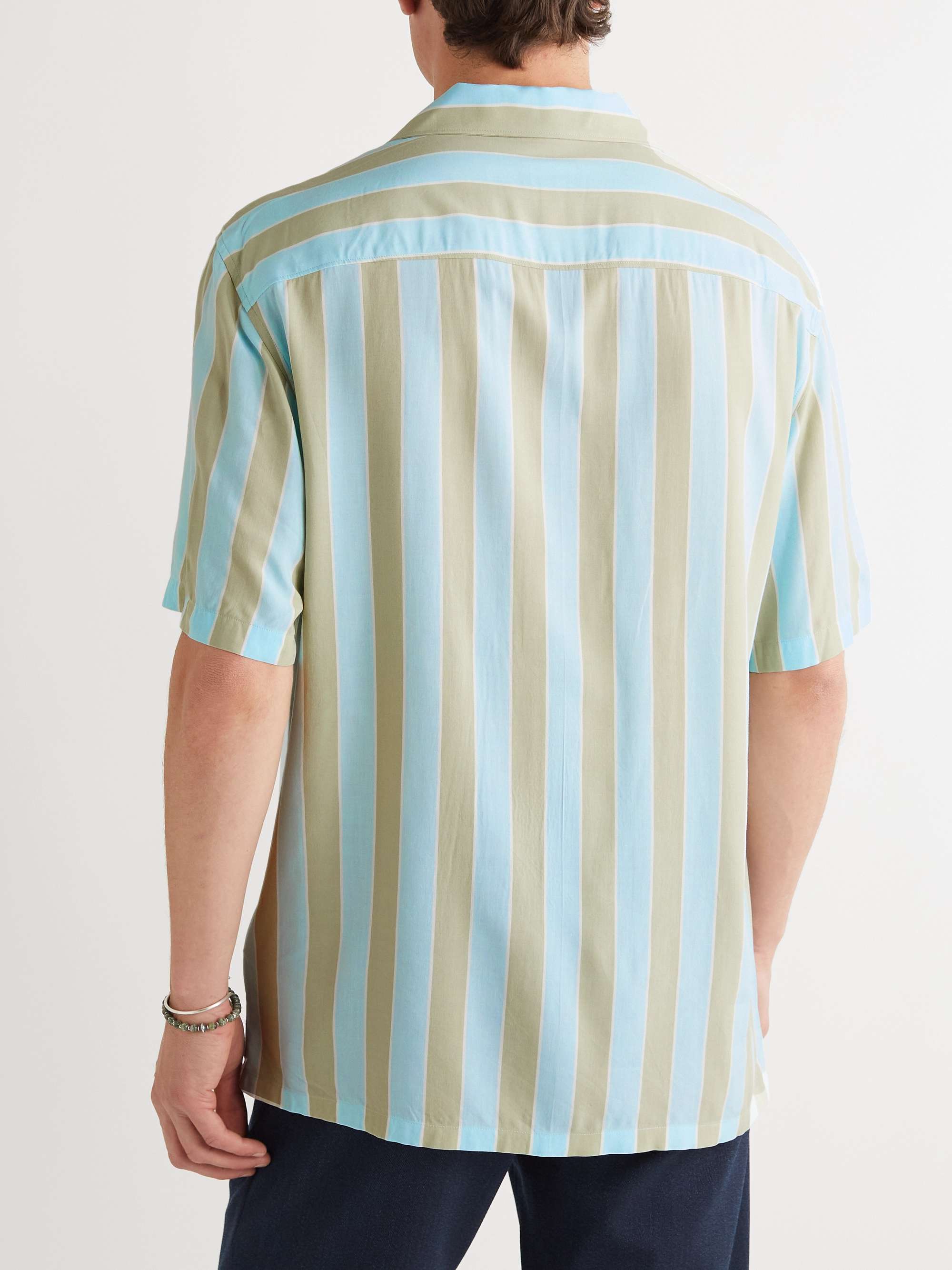 CLUB MONACO Camp-Collar Striped Woven Shirt