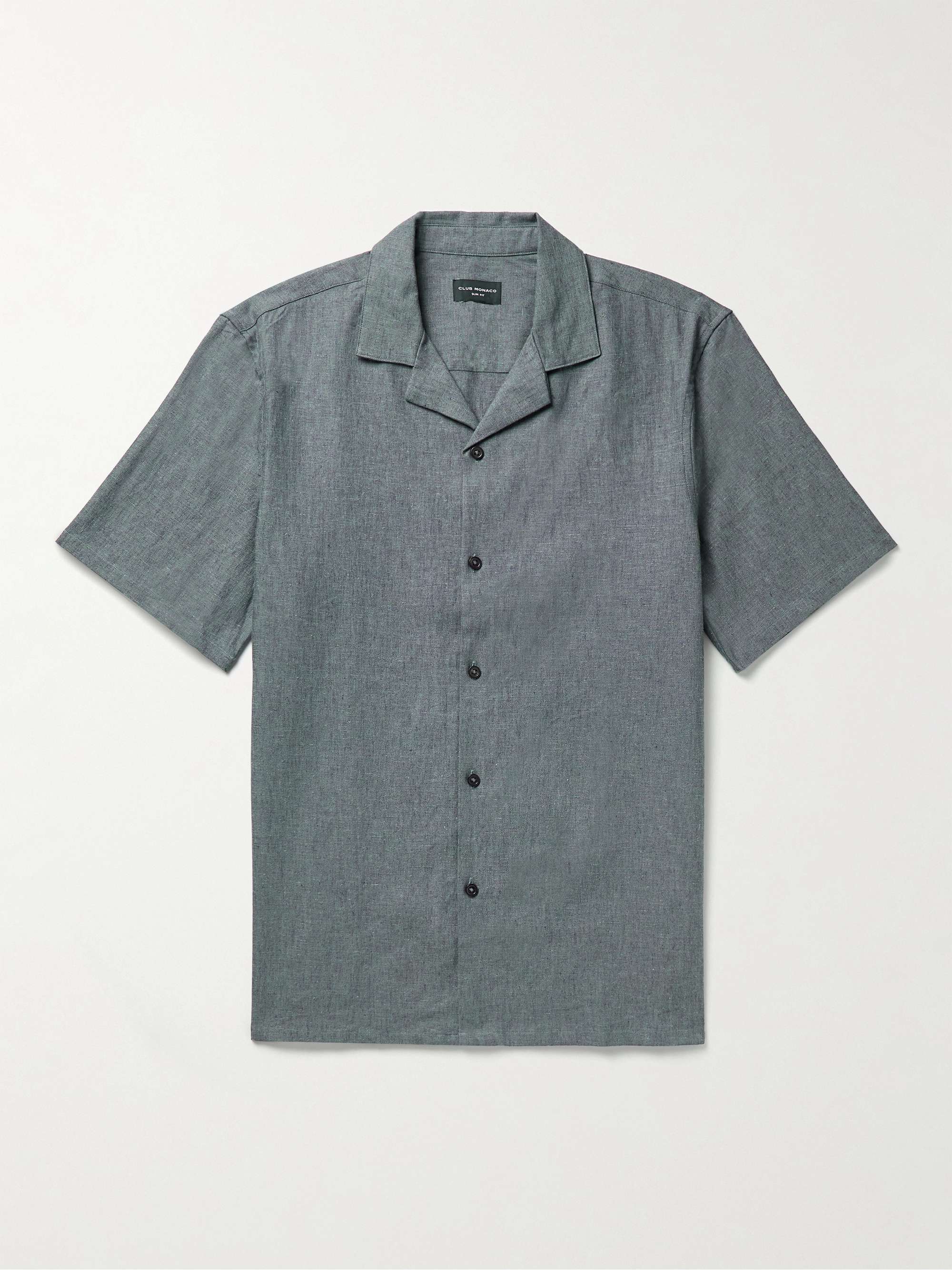 CLUB MONACO Slim-Fit Camp-Collar Slub Voile Shirt