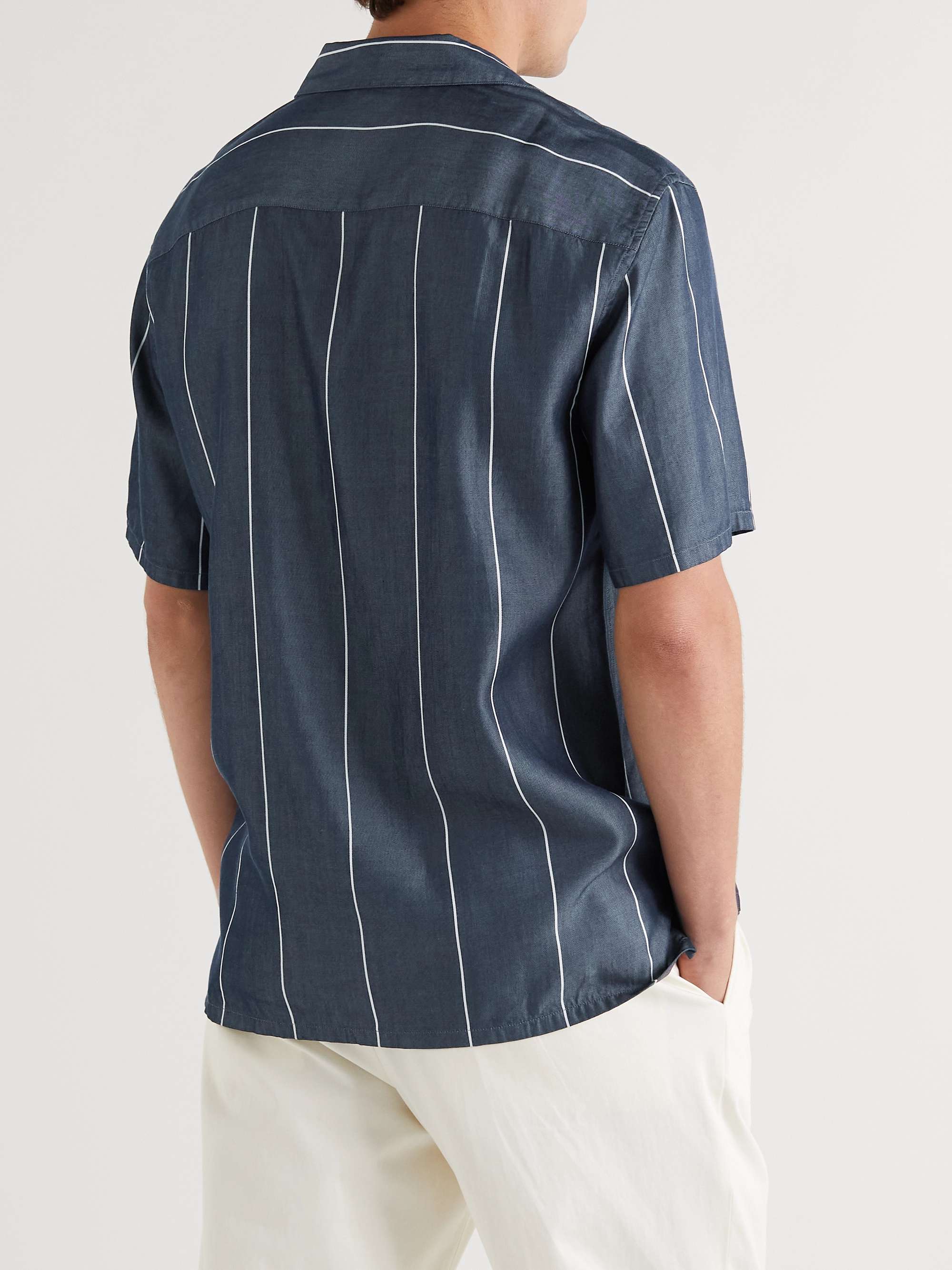 CLUB MONACO Camp-Collar Striped TENCEL™ Lyocell Shirt