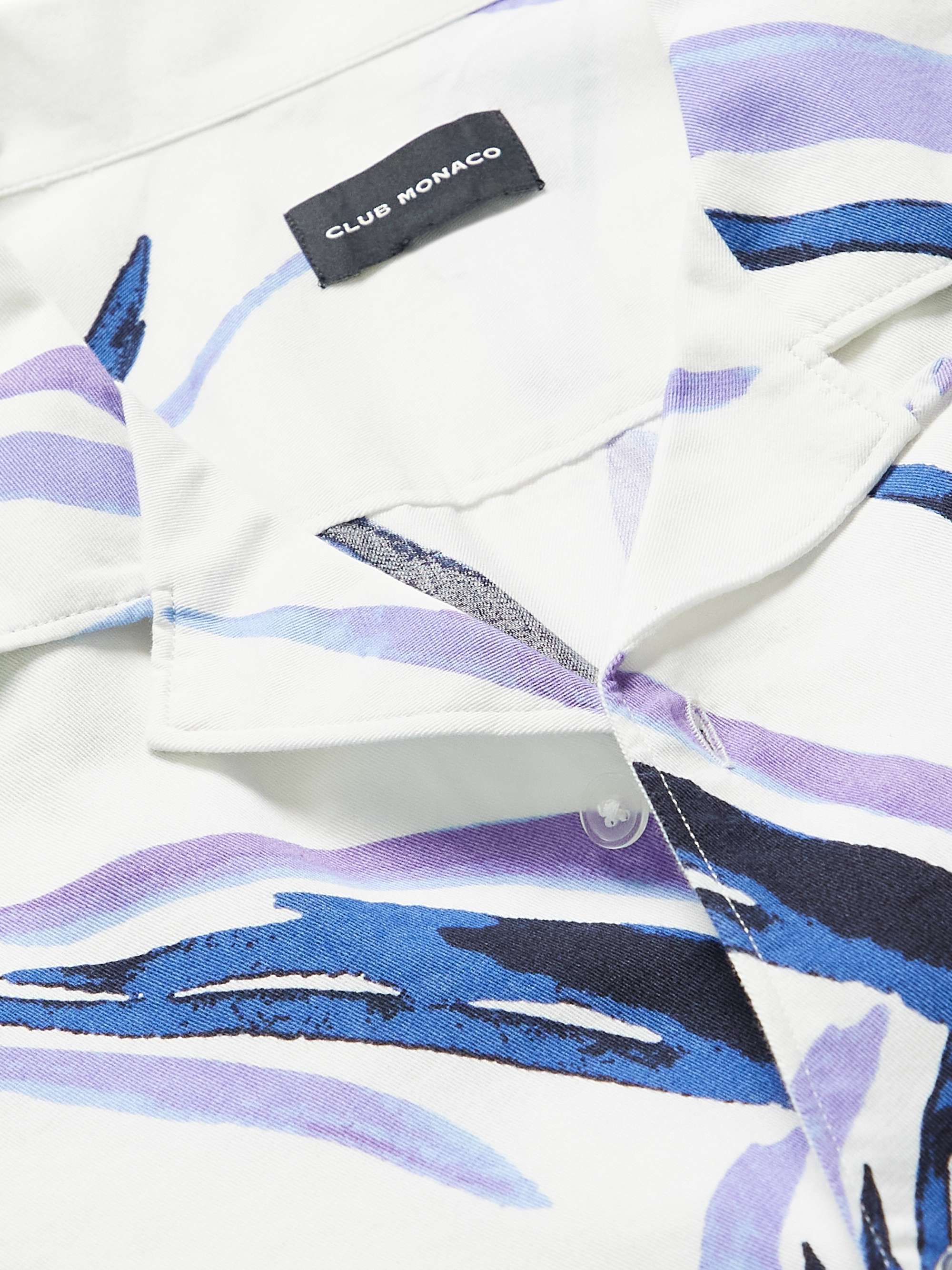 CLUB MONACO Convertible-Collar Printed Cotton and Lyocell-Blend Shirt