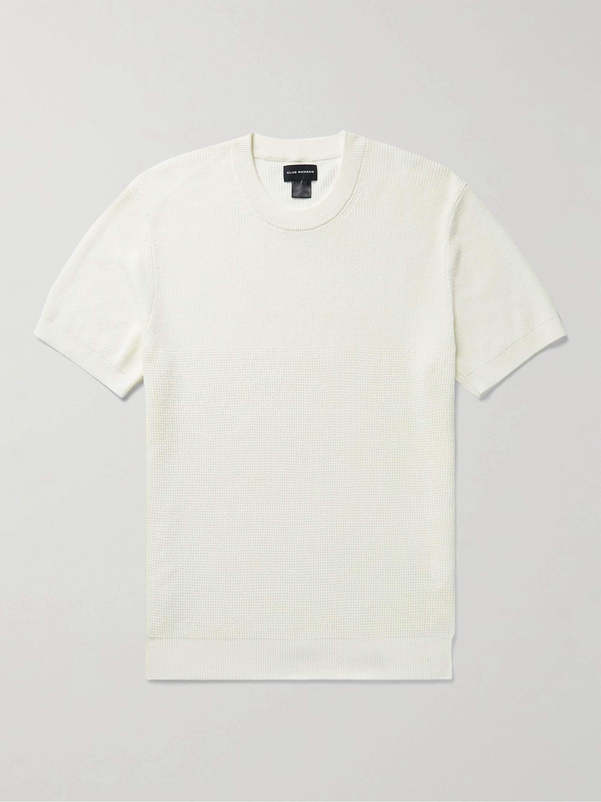 CLUB MONACO Ribbed and Waffle-Knit Cotton T-Shirt