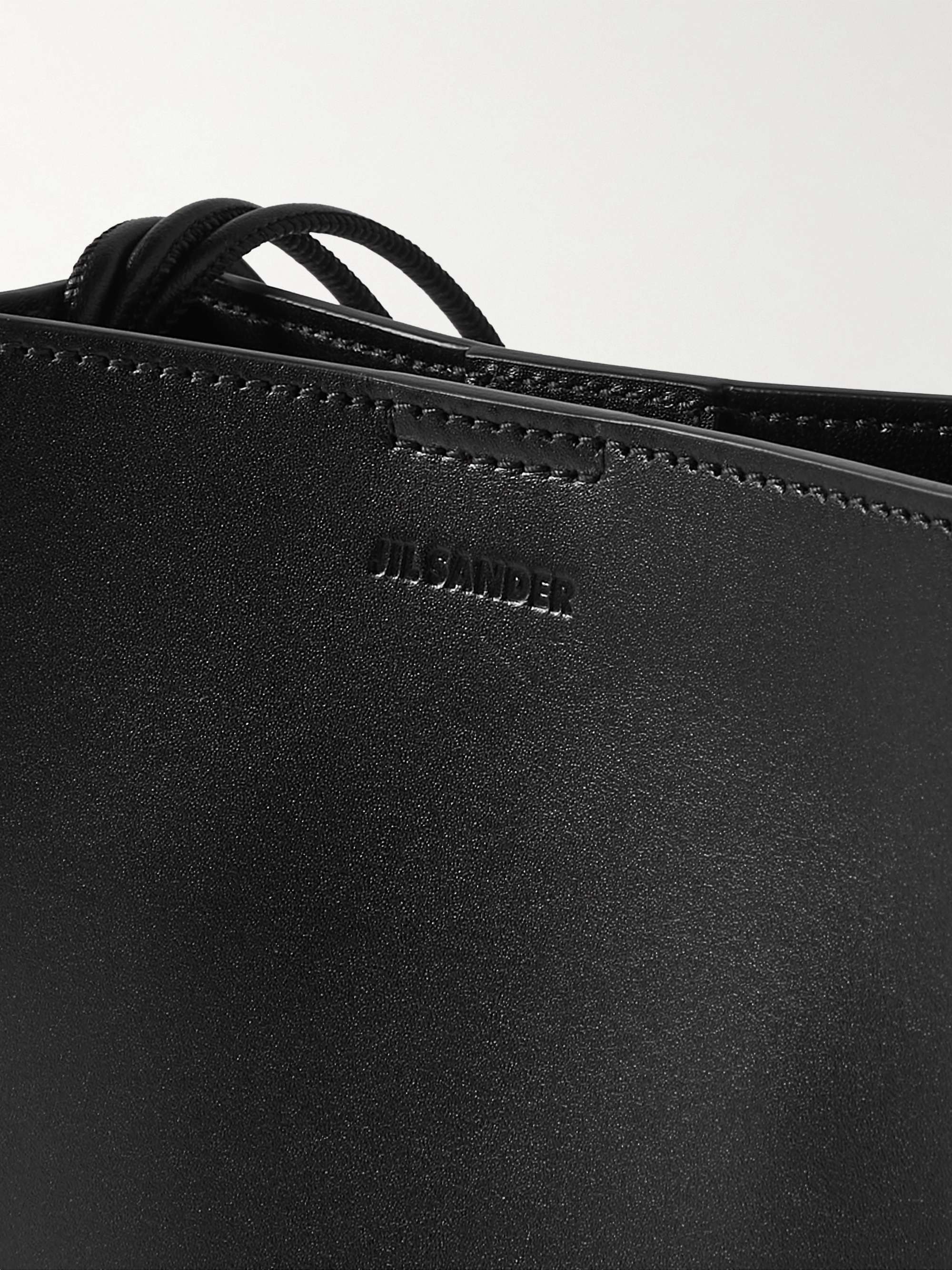 Jil Sander Leather Debossed-logo Shoulder Bag in Black for Men Mens Bags Messenger bags 
