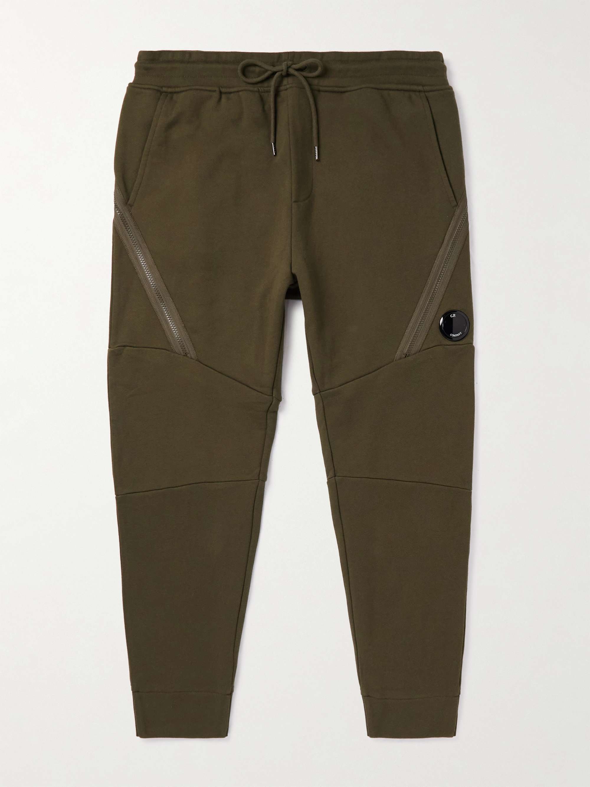 C.P. COMPANY Tapered Panelled Logo-Appliquéd Cotton-Jersey Sweatpants