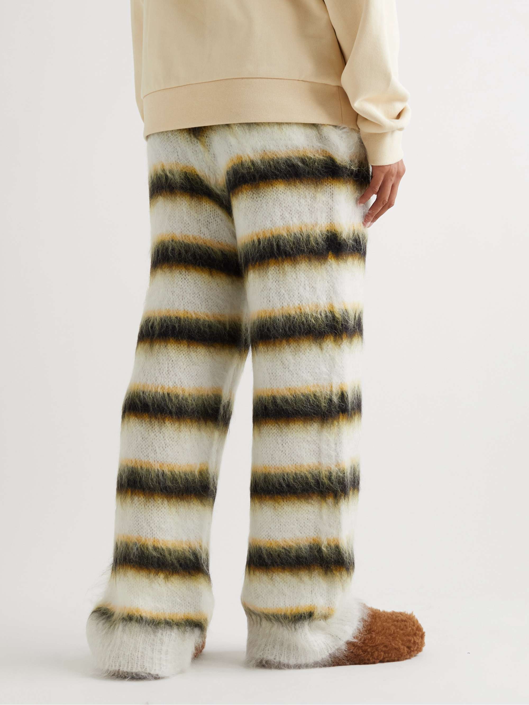 MARNI Straight-Leg Striped Mohair-Blend Drawstring Trousers