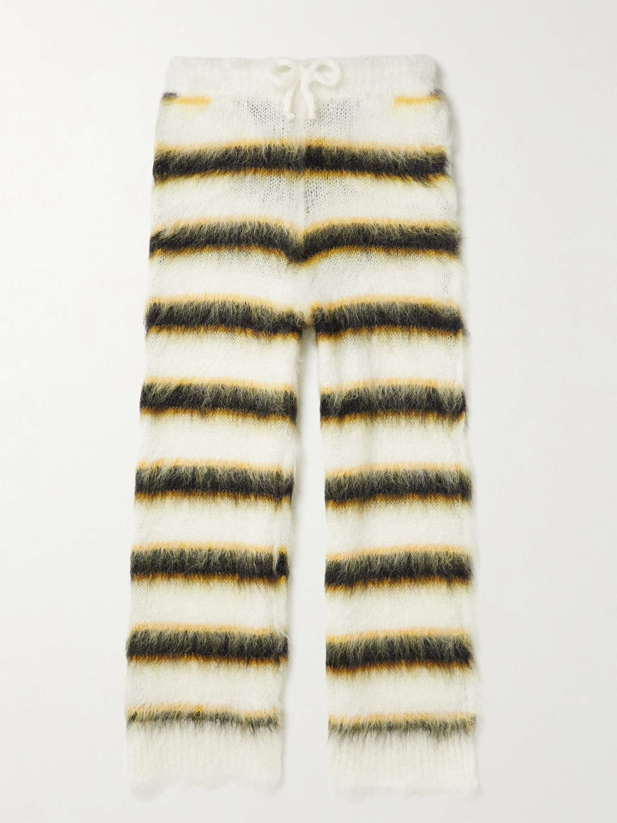 MARNI Straight-Leg Striped Mohair-Blend Drawstring Trousers