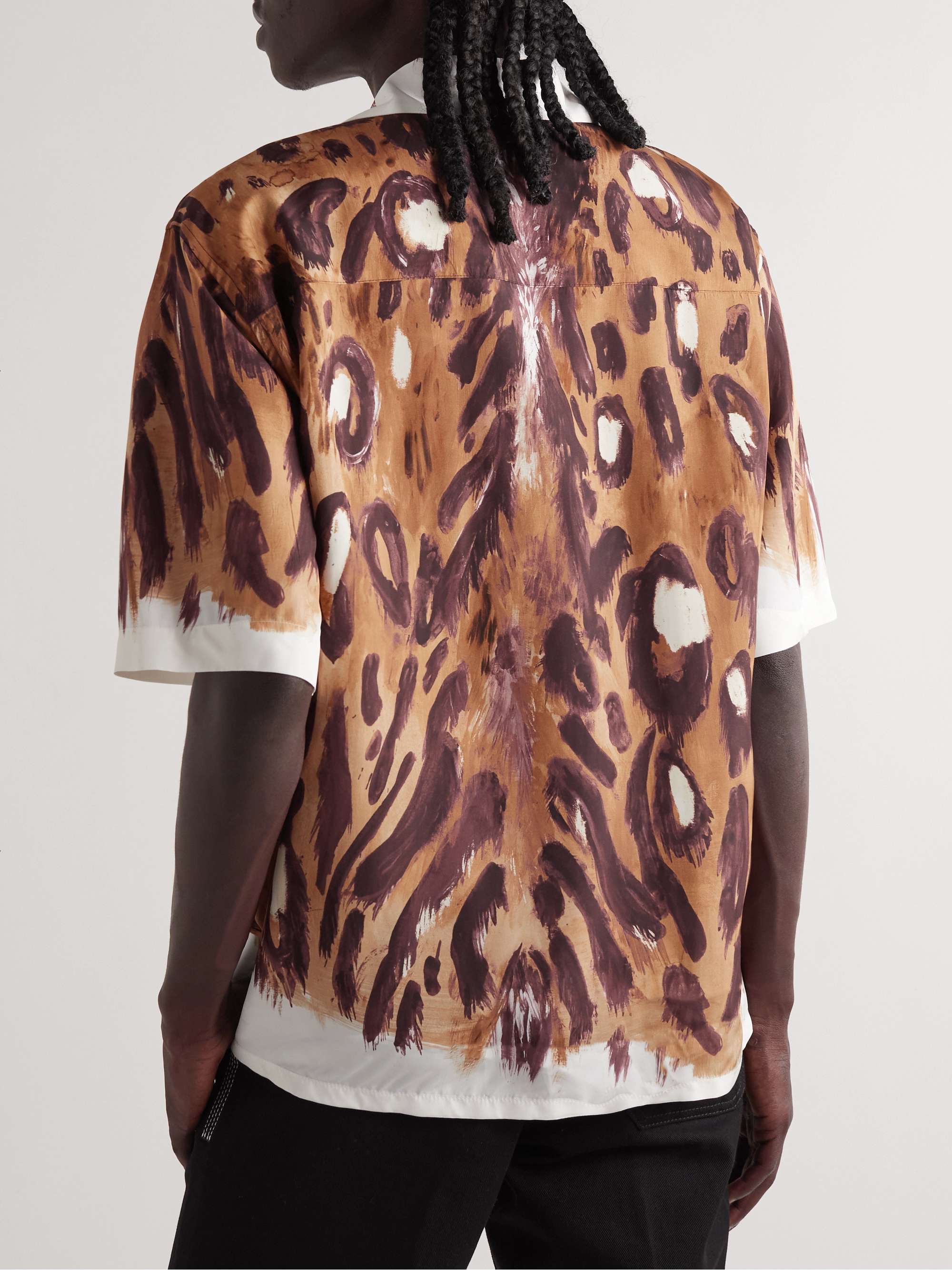 MARNI Convertible-Collar Leopard-Print Satin Shirt