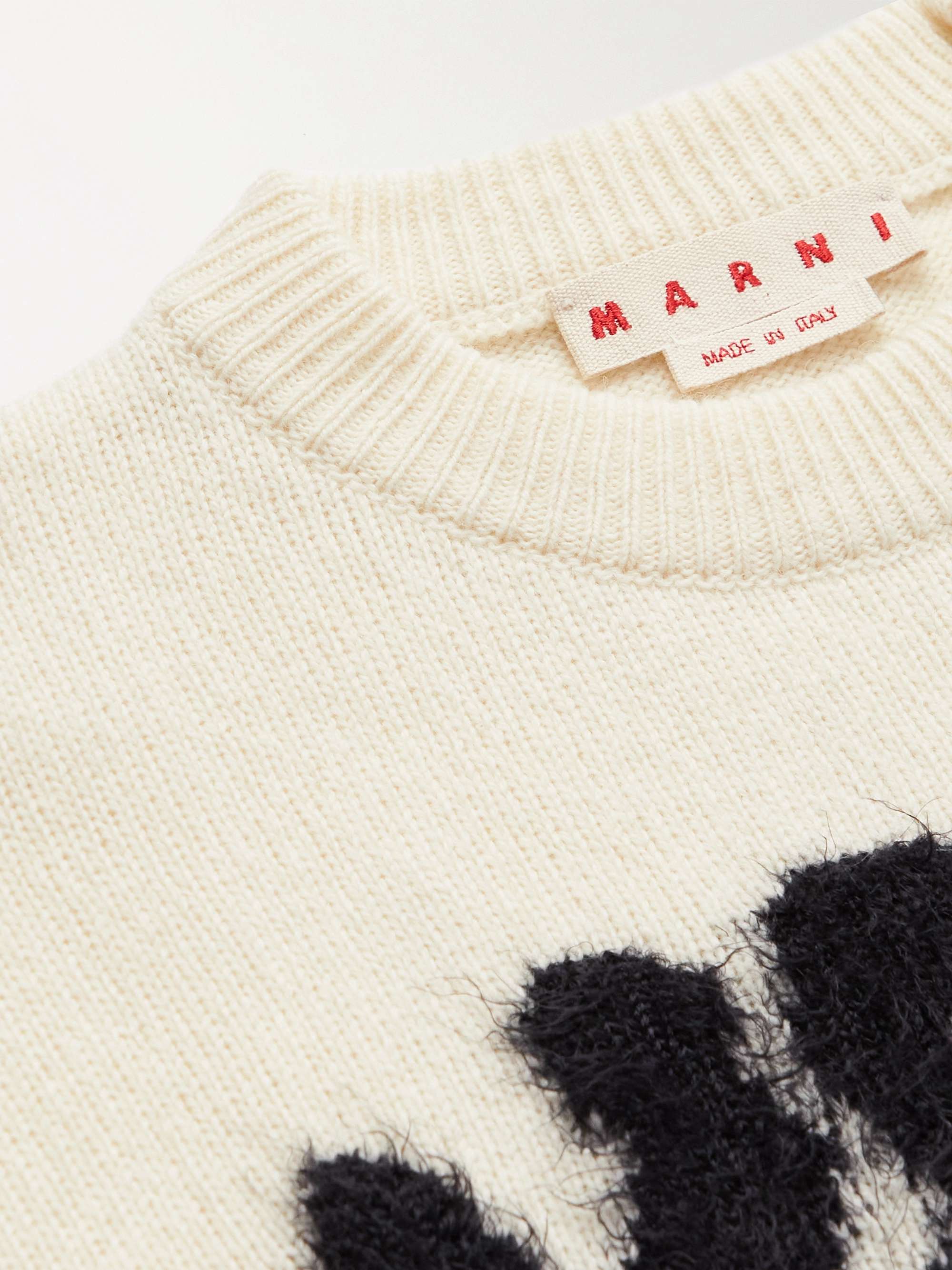 MARNI Logo-Intarsia Virgin Wool-Blend Sweater