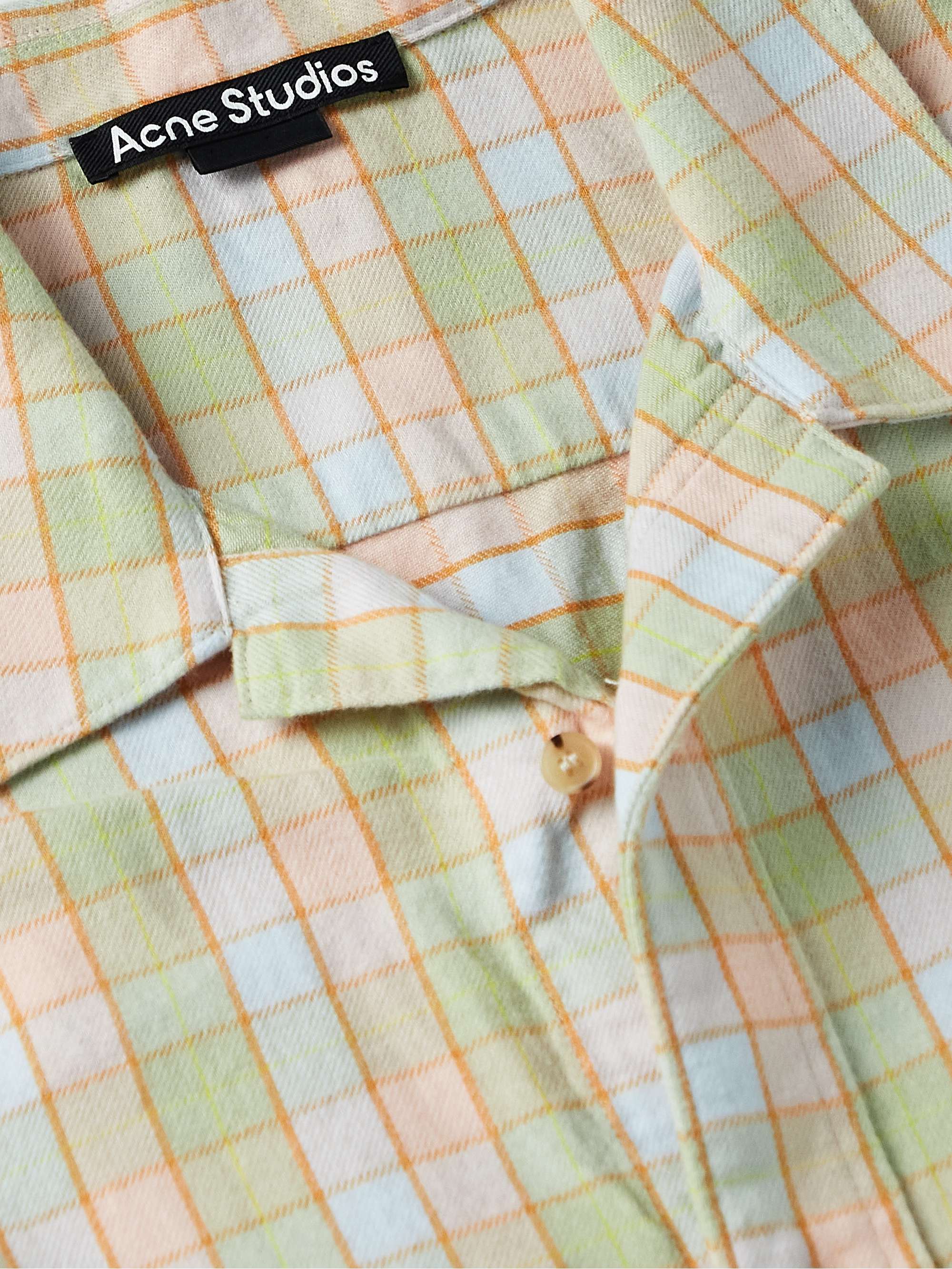 ACNE STUDIOS Camp-Collar Logo-Appliquéd Checked Organic Cotton-Flannel Overshirt