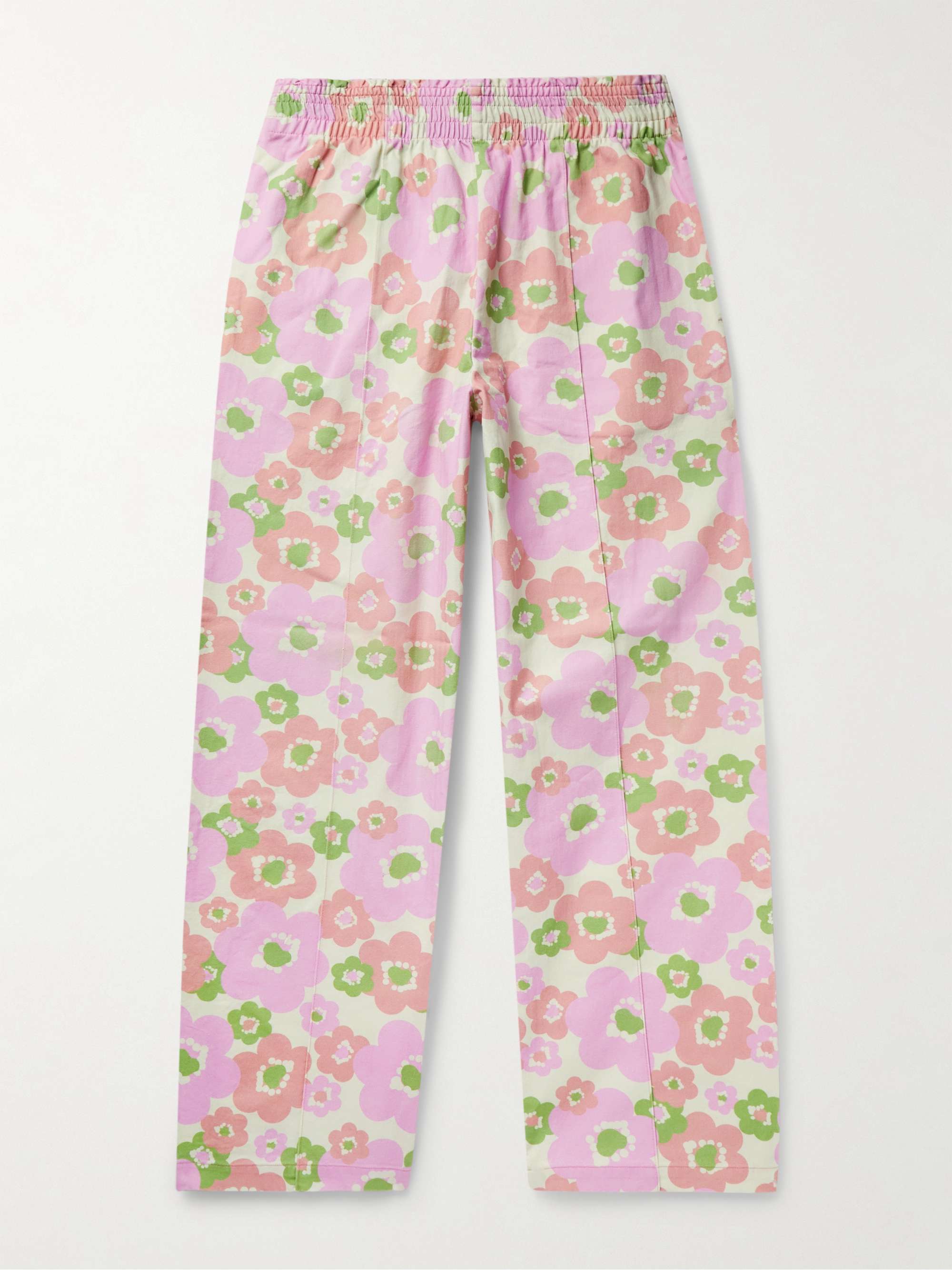 ACNE STUDIOS Straight-Leg Floral-Print Herringbone Cotton Trousers