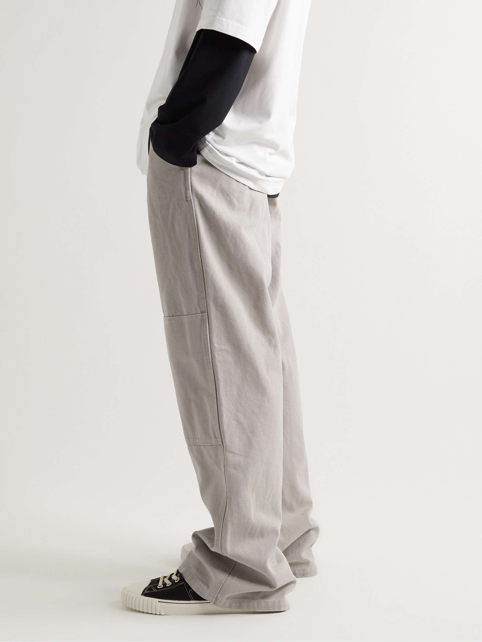 Beige Straight-Leg Panelled Cotton-Canvas Trousers | ACNE STUDIOS | MR ...