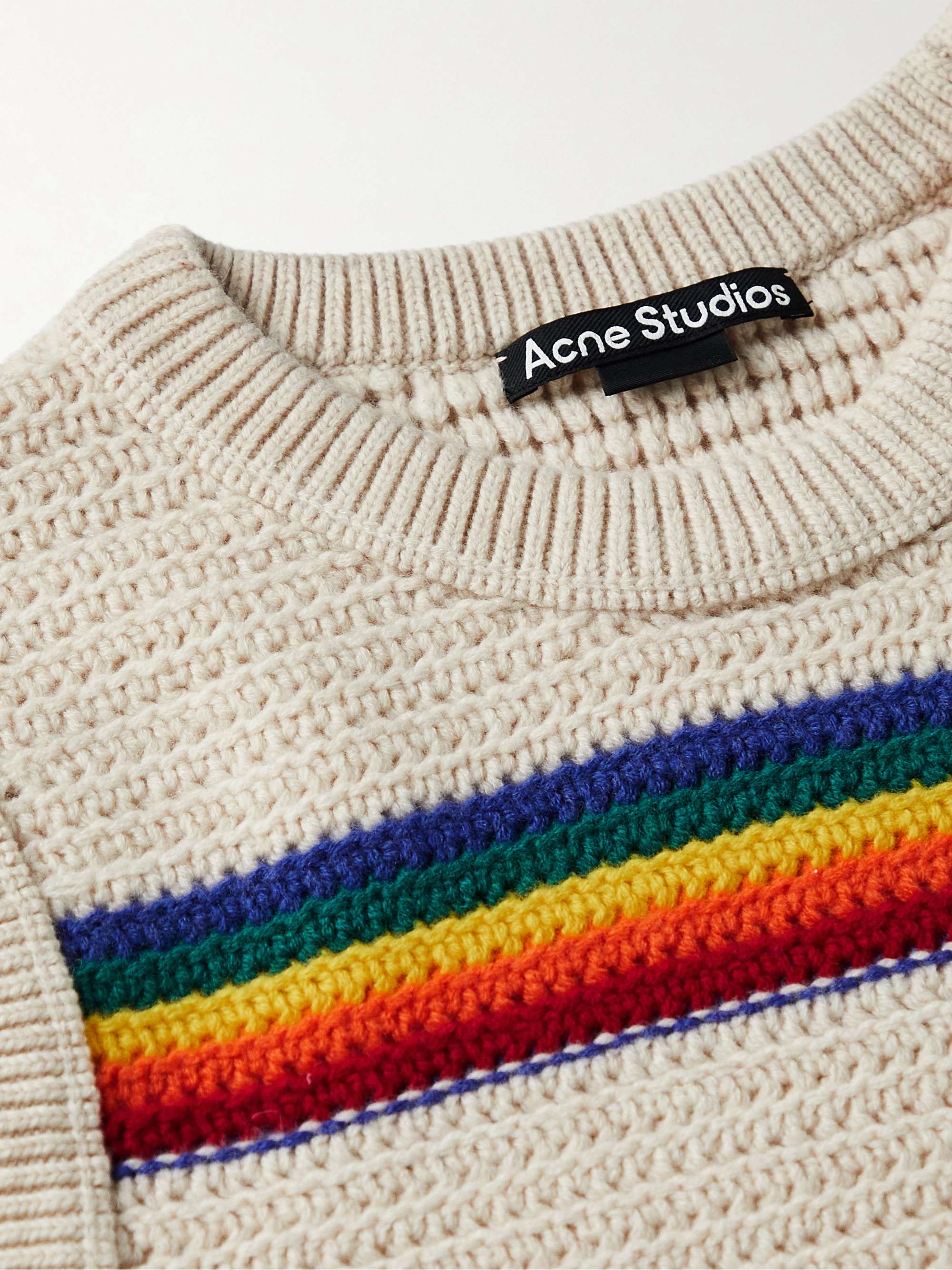 ACNE STUDIOS Logo-Appliquéd Striped Crochet-Knit Wool Sweater Vest