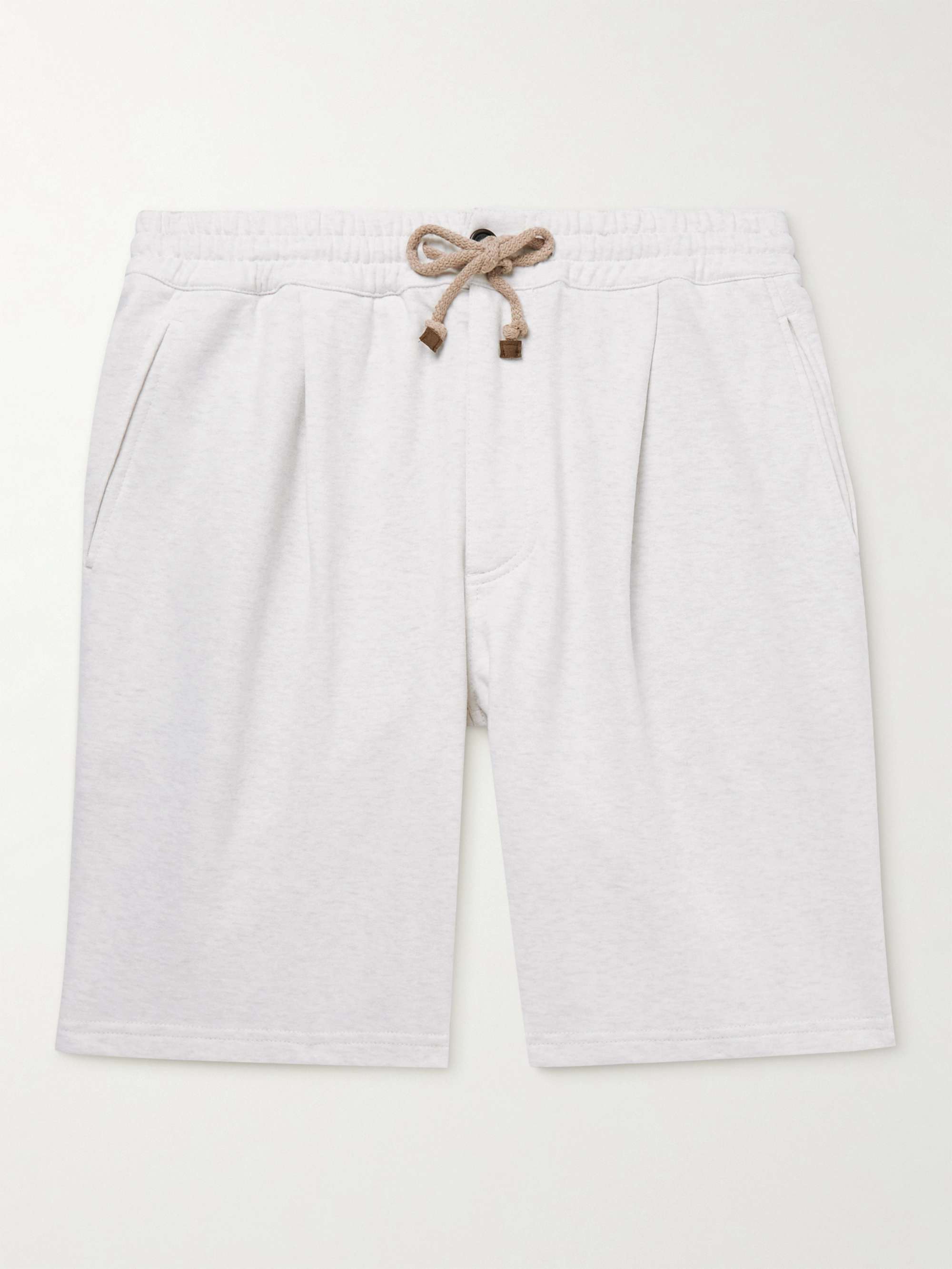 BRUNELLO CUCINELLI Straight-Leg Pleated Cotton-Jersey Drawstring Bermuda Shorts