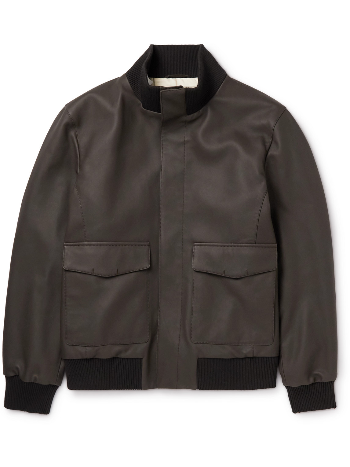 Loro Piana Patton Leather Bomber Jacket In Brown