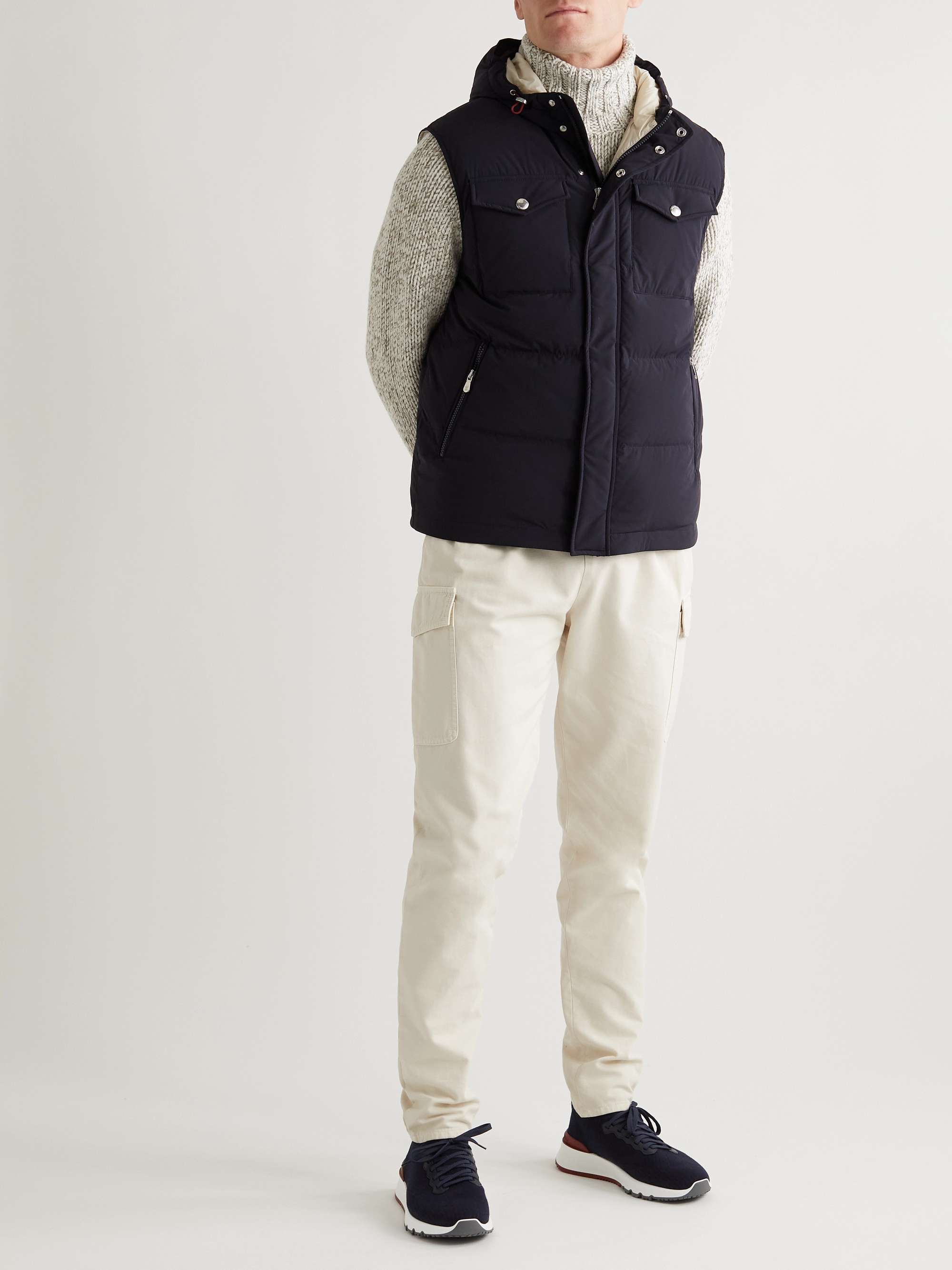 Mens Clothing Jackets Waistcoats and gilets Brunello Cucinelli Padded Hooded Gilet in White for Men 