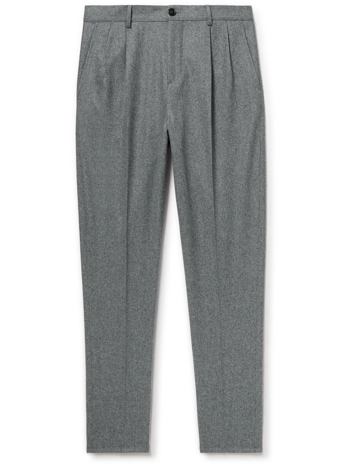 Brunello Cucinelli Tapered Pleated Virgin Wool-Flannel Trousers