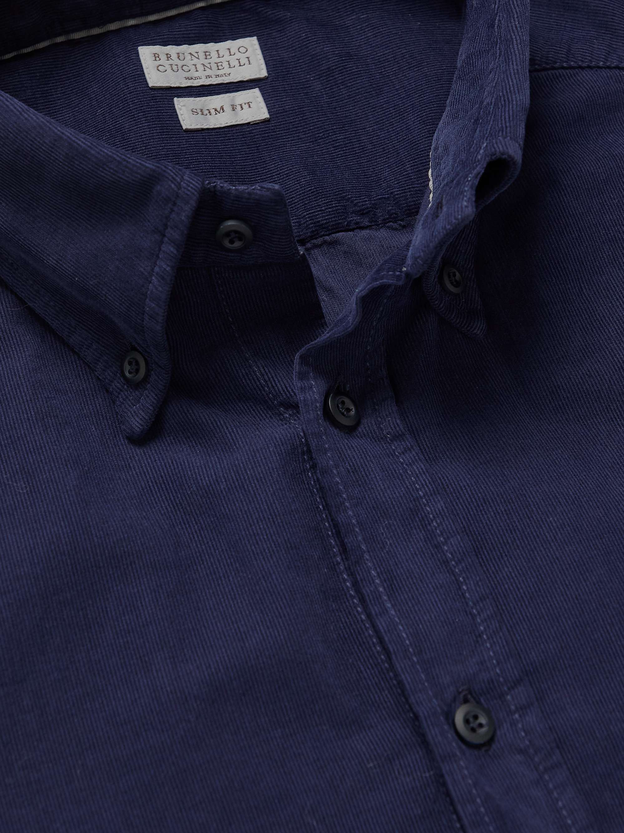 BRUNELLO CUCINELLI Slim-Fit Button-Down Collar Cotton-Corduroy Shirt