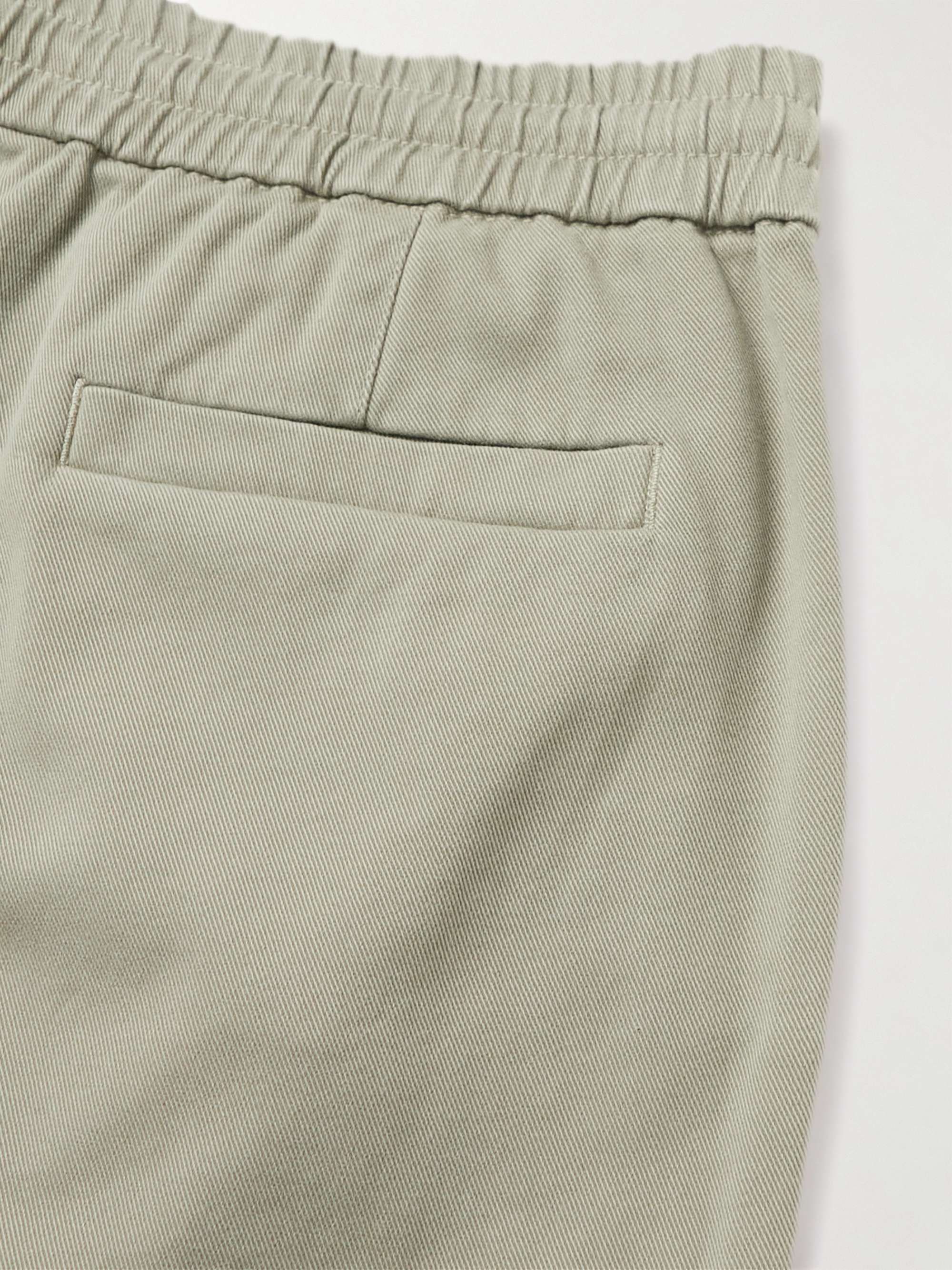 BRUNELLO CUCINELLI Straight-Leg Pleated Cotton-Blend Twill Drawstring Trousers