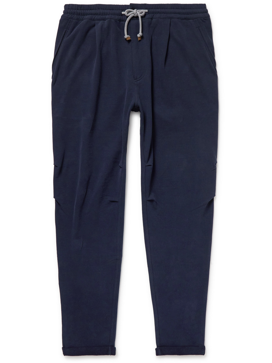 Brunello Cucinelli Tapered Pleated Cotton-Jersey Sweatpants