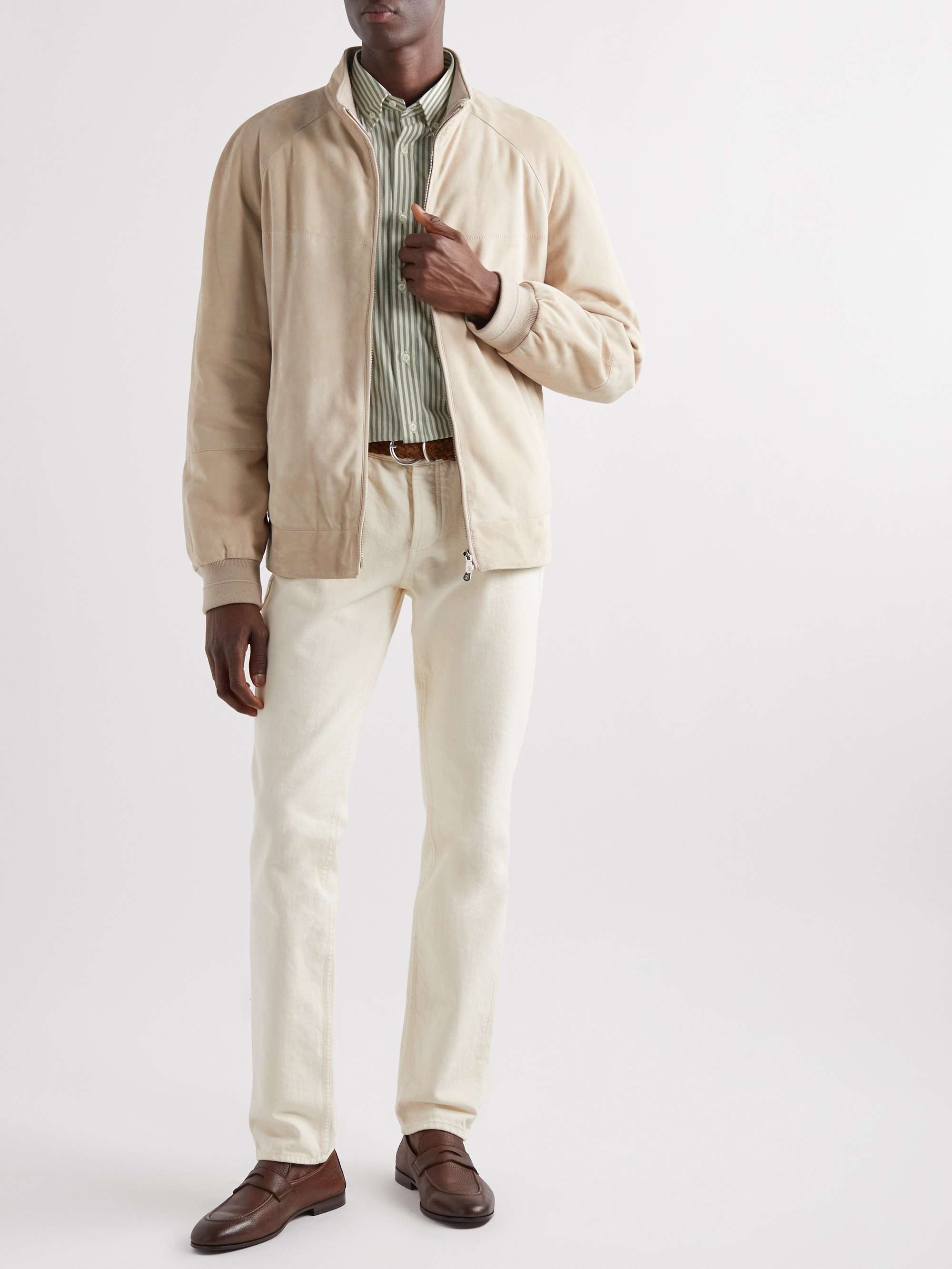 BRUNELLO CUCINELLI Button-Down Collar Striped Cotton-Poplin Shirt