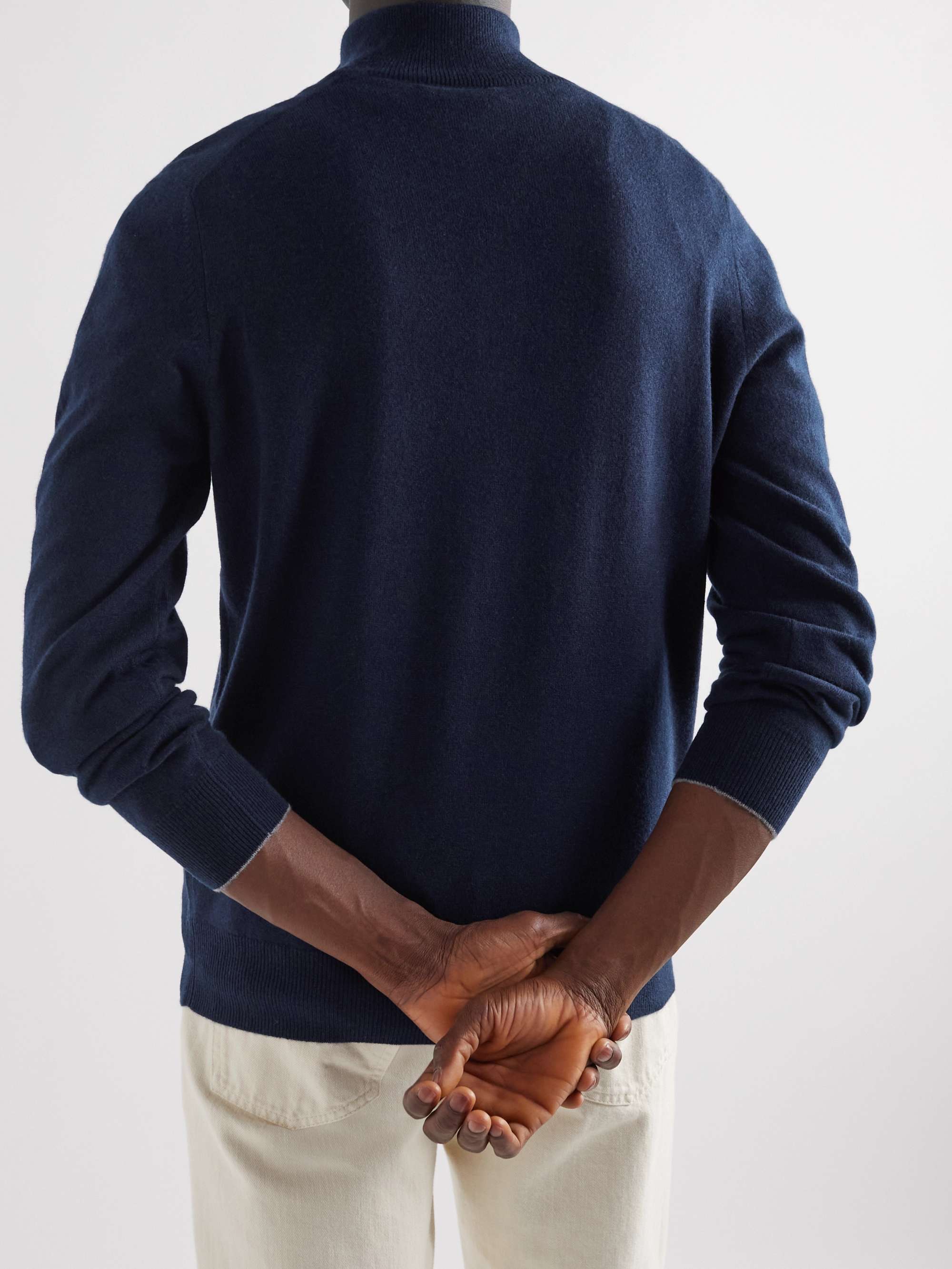 Brunello Cucinelli Cashmere Half-zip Sweater in Blue for Men Mens Clothing Sweaters and knitwear Zipped sweaters 